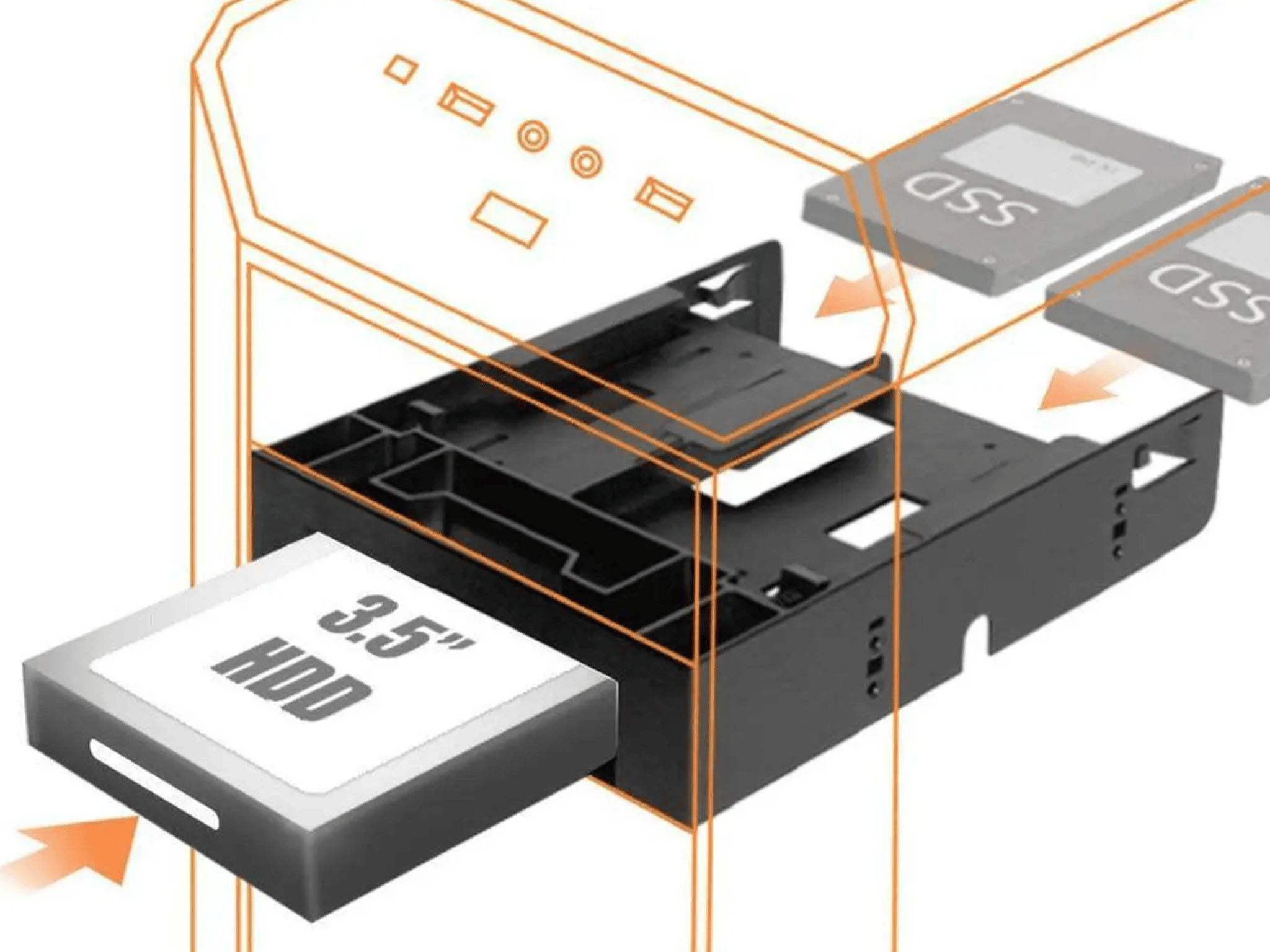 NEW ICY DOCK “FLEX-FIT TRIO” – 5.25” FRONT BAY CONVERTER ADAPTER BRACKET FOR 2.5” & 3.5” SSD/HDDs