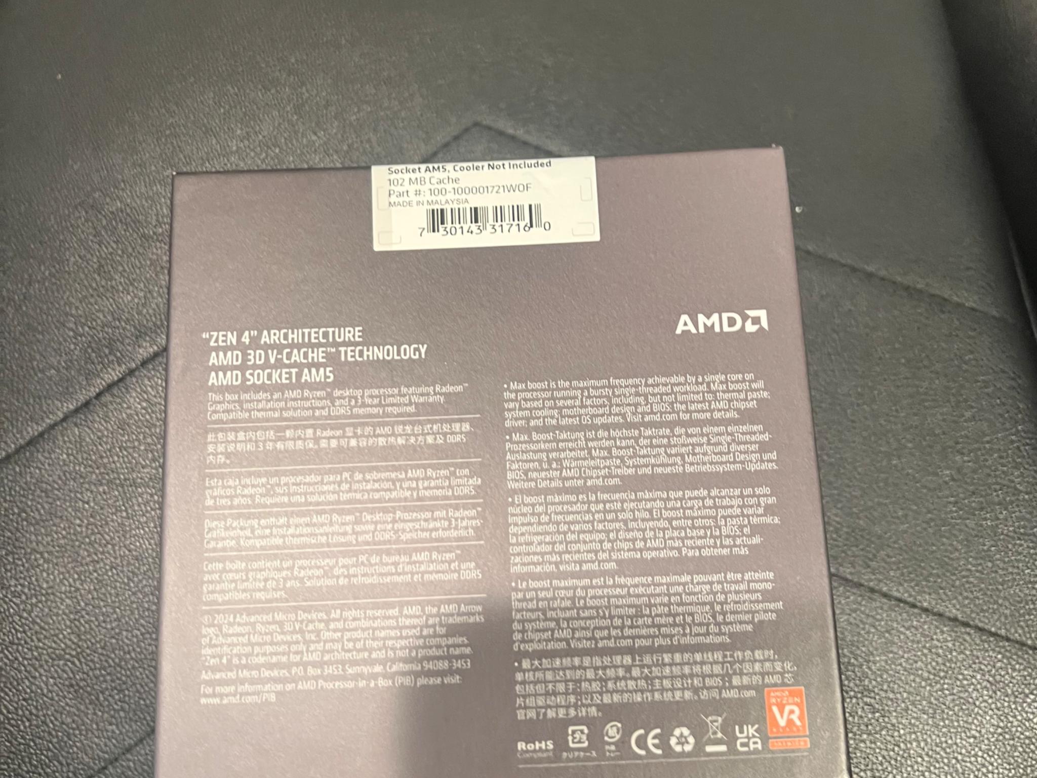 BRAND NEW AMD Ryzen 5 7600X3D Raphael AM5 4.1GHz 6-Core 12-Thread Desktop Processor