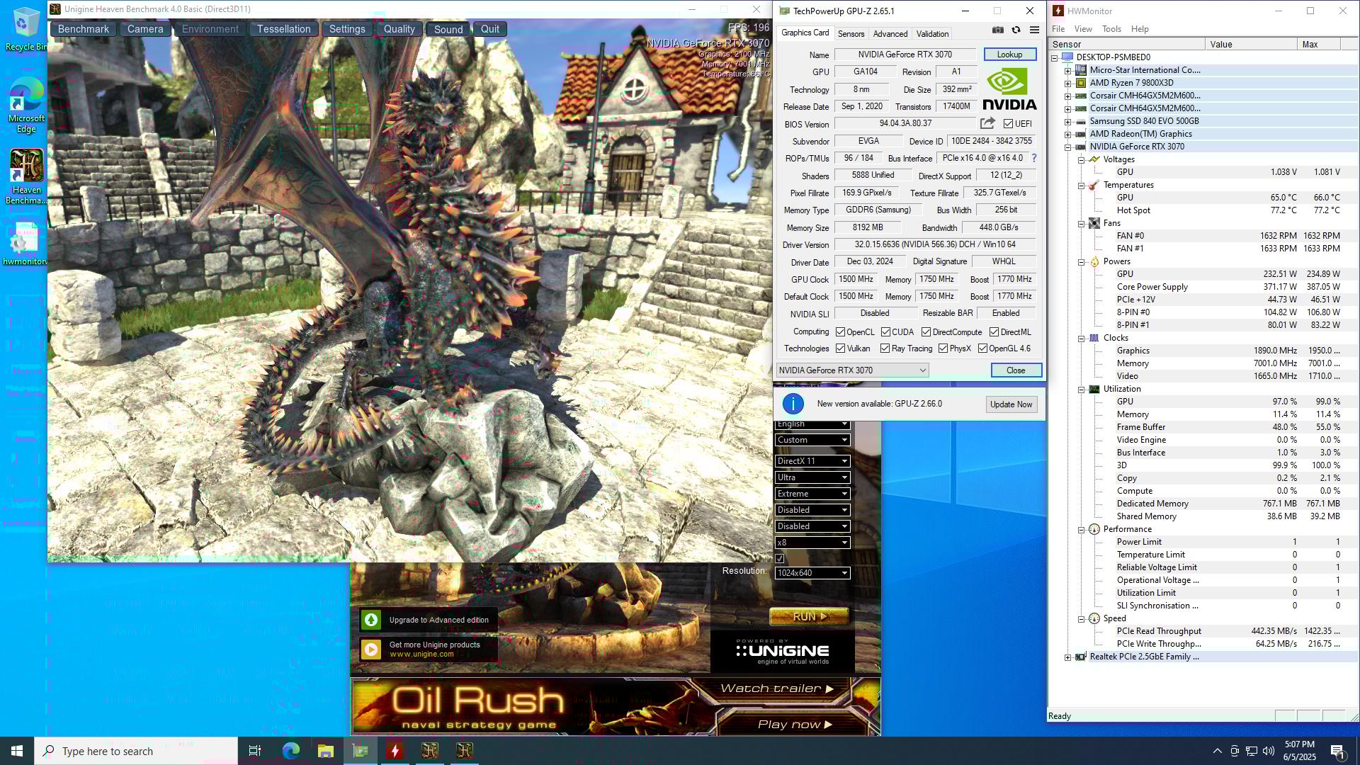 EVGA GeForce RTX 3070 XC3 ULTRA 8GB GDDR6 Graphics Card + EK Quantum Vector waterblock included