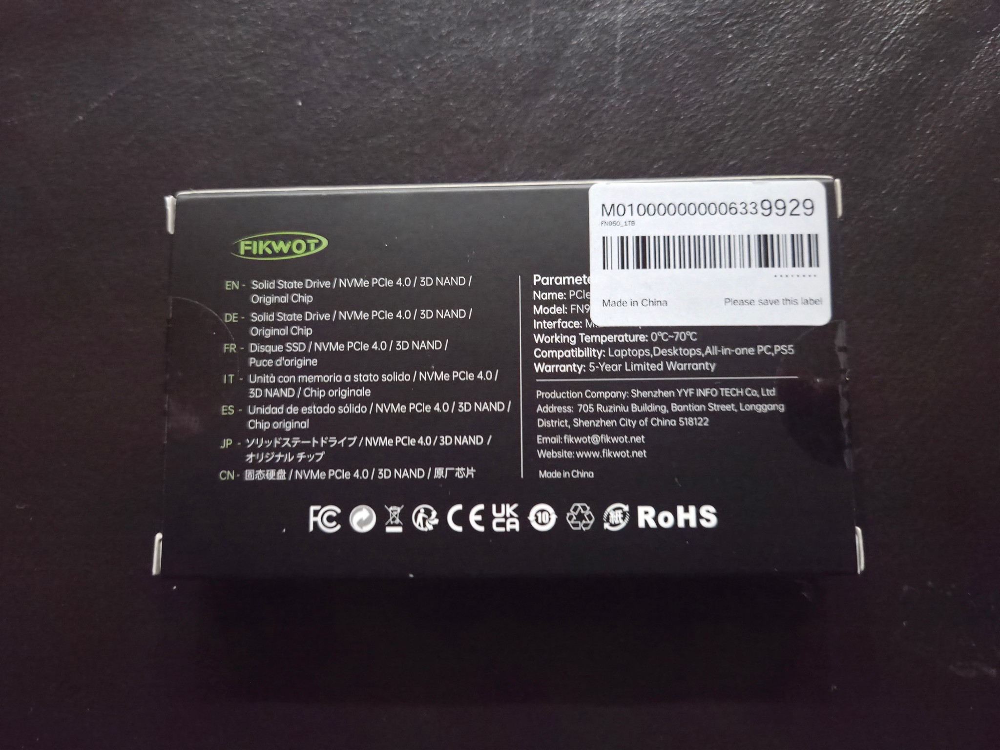 New 1TB PCIe 4.0 SSD - FIKWOT FN950