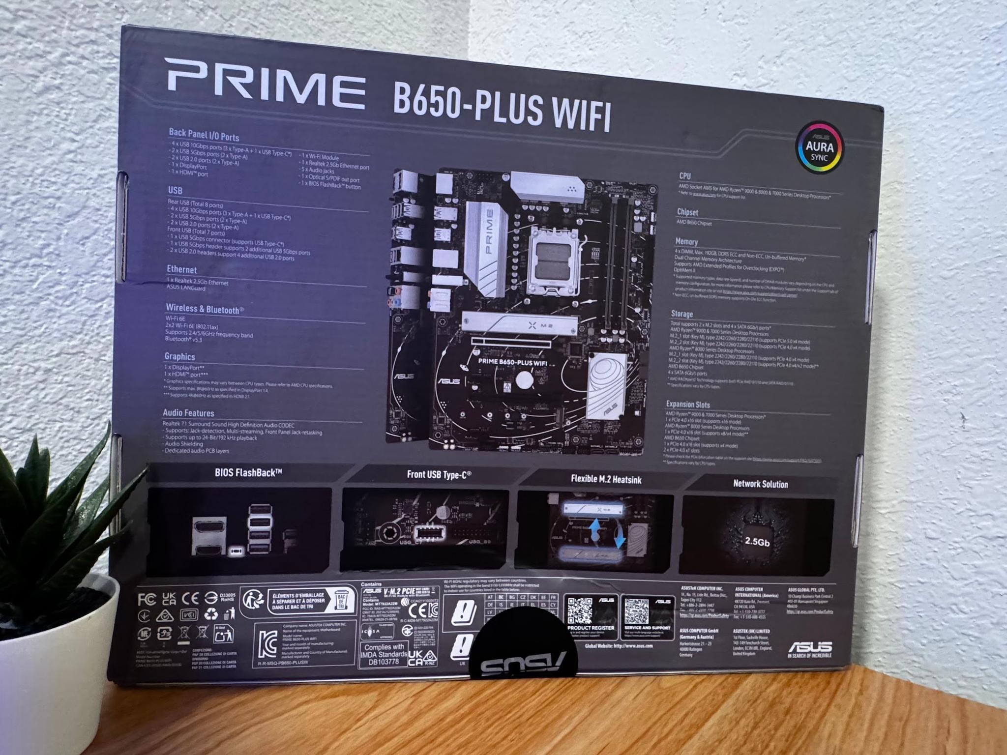 ASUS PRIME B650-PLUS WIFI AMD B650 AM5 Ryzen™ Desktop 9000 8000 & 7000 ATX motherboard