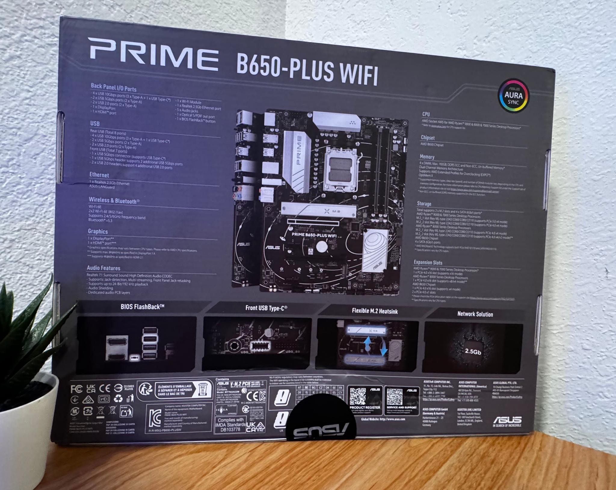 ASUS PRIME B650-PLUS WIFI AMD B650 AM5 Ryzen™ Desktop 9000 8000 & 7000 ATX motherboard