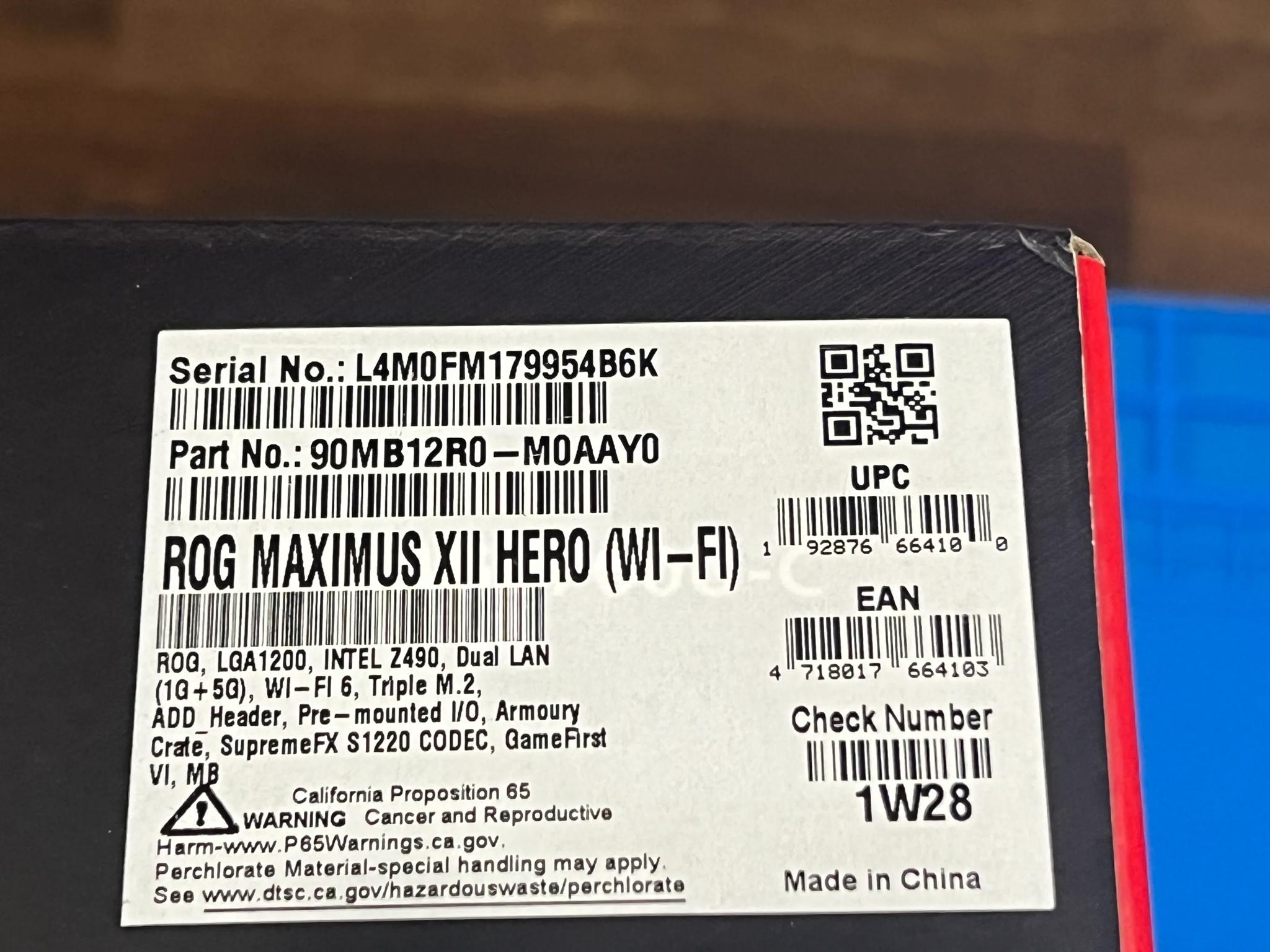 INTEL CORE I9 10900K and ASUS ROG MAXIMUS XII HERO WIFI (z490)