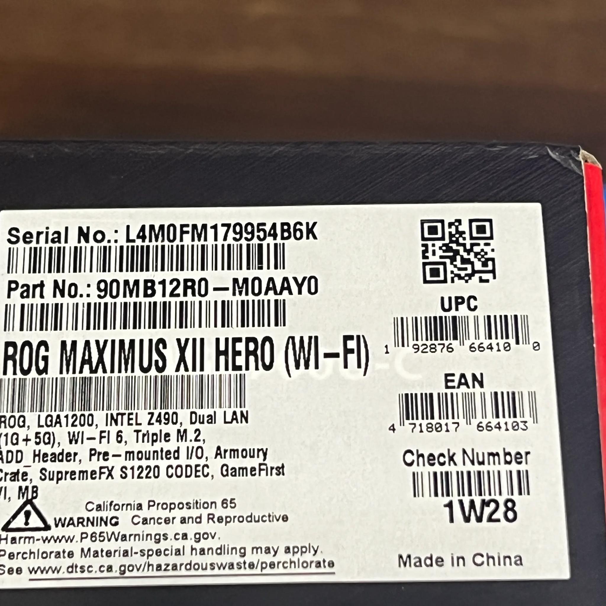 INTEL CORE I9 10900K and ASUS ROG MAXIMUS XII HERO WIFI (z490)