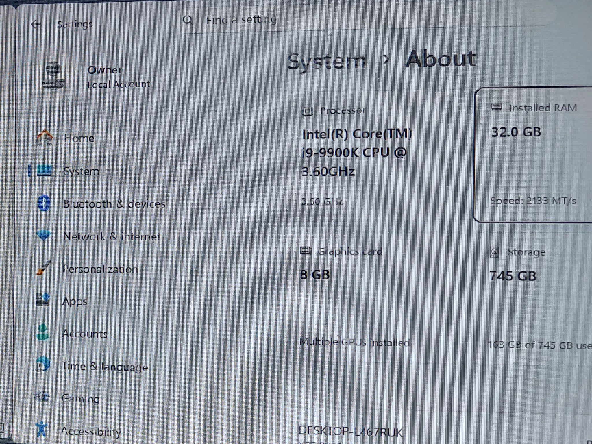 Dell XPS 8930 Gaming PC, i9-9900K, RTX 2070 8GB, 32Gb DDR4, 800GB SATA SSD, Windows 11