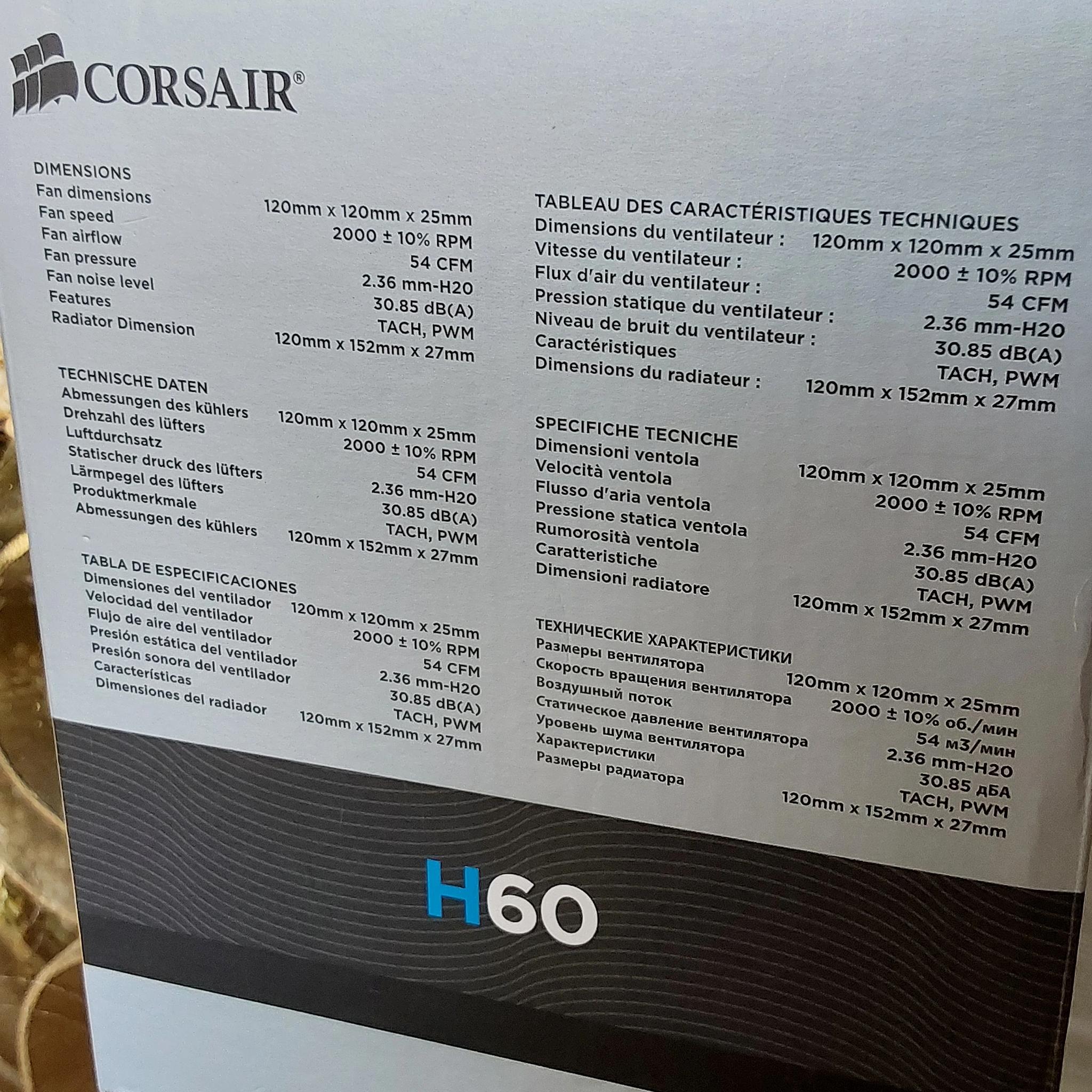 CORSAIR Hydro Series H60 (CW-9060007-WW) CPU Water Cooler