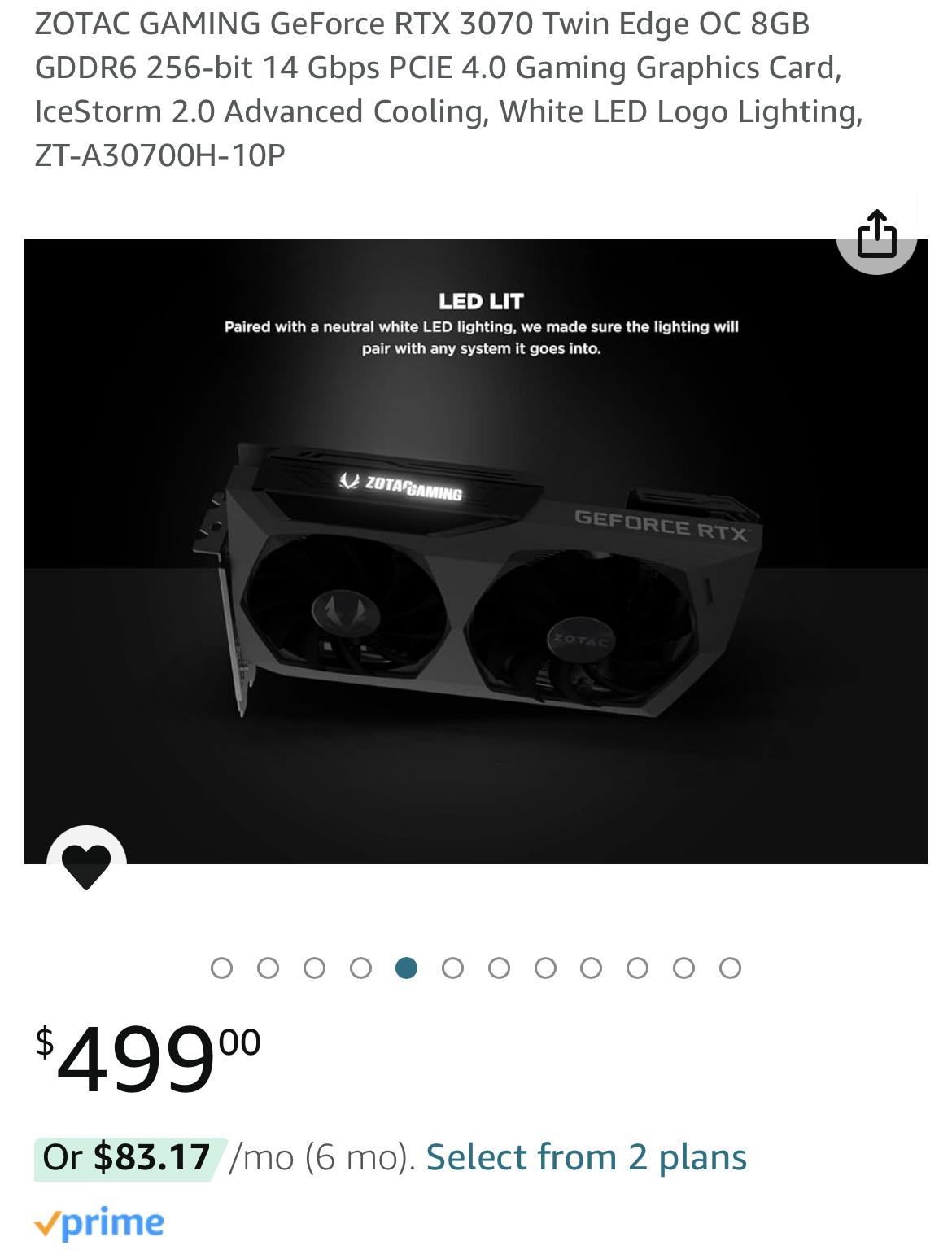 RTX 3070 Zantac gaming twin edge OC