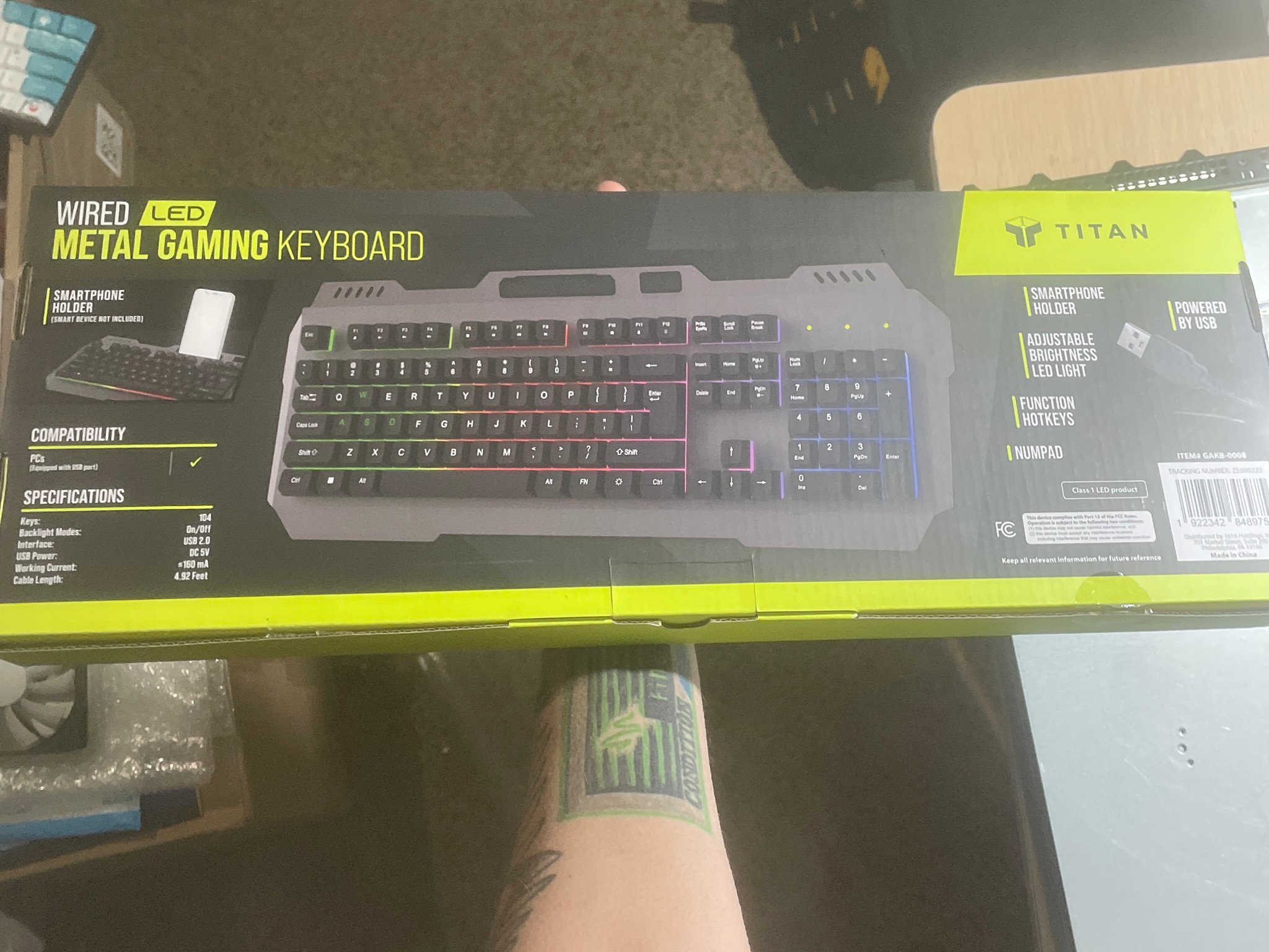 NEW TITAN Wired LED Metal Gaming Keyboard RGB