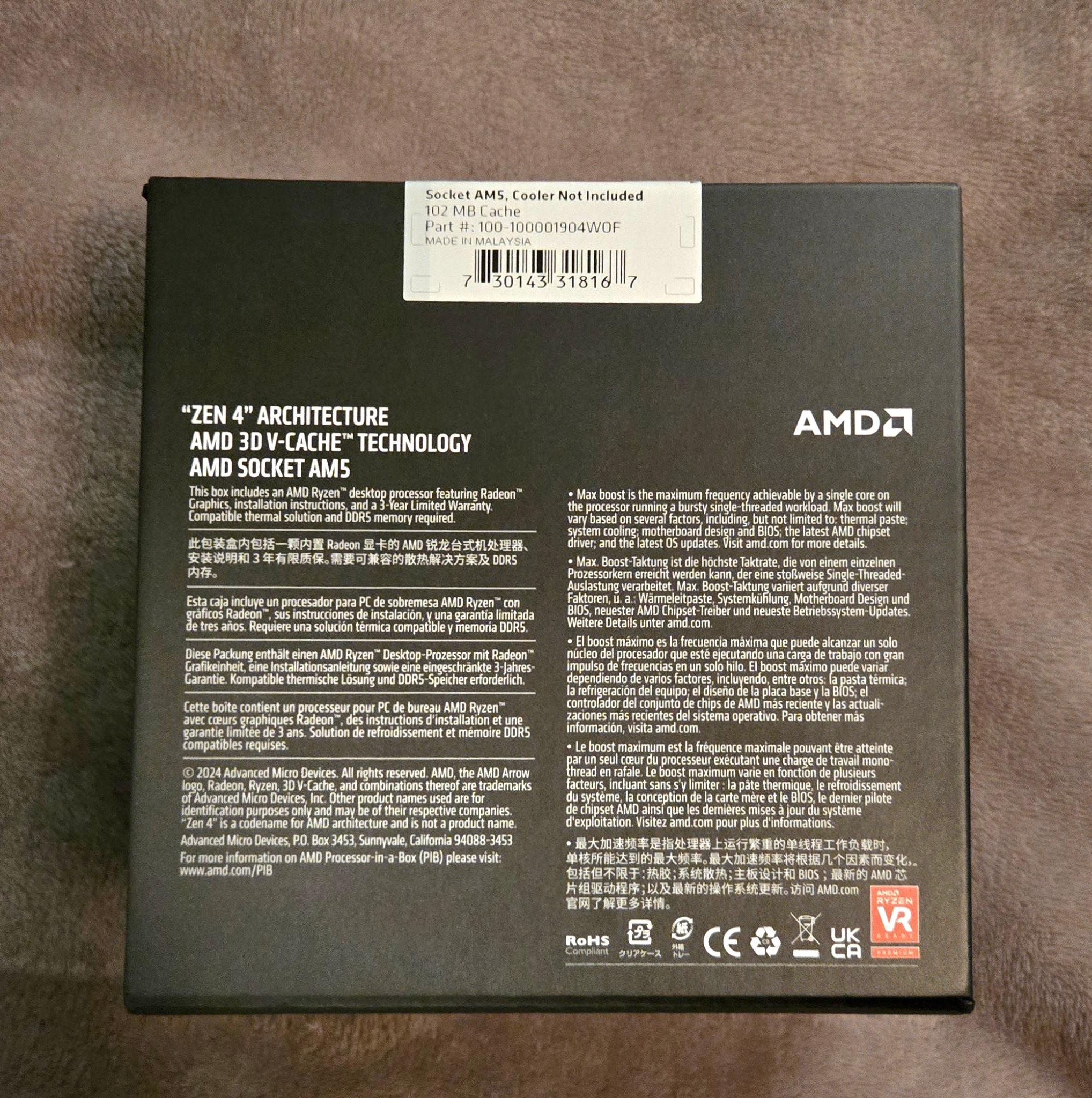 AMD RYZEN 7500X3D NIB