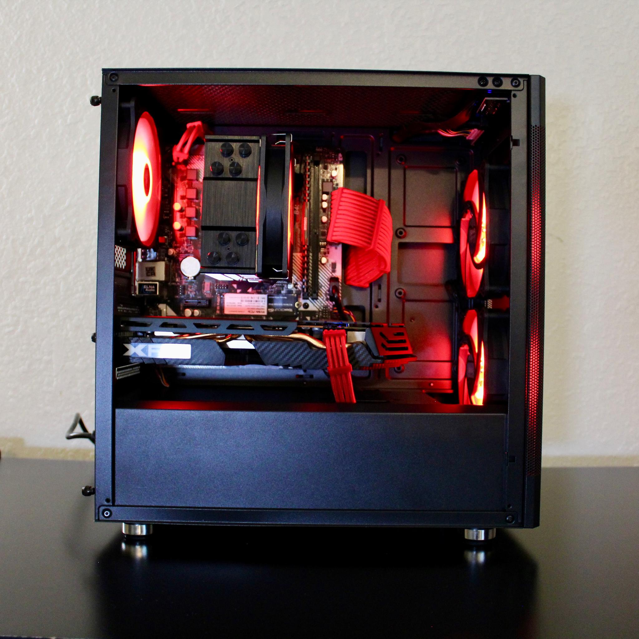 Dark Crimson! Awesome Gaming PC | Ryzen 5 2600 | XFX 580 8GB | 16GB DDR4 | 512GB M.2 | W11 + WiFi |