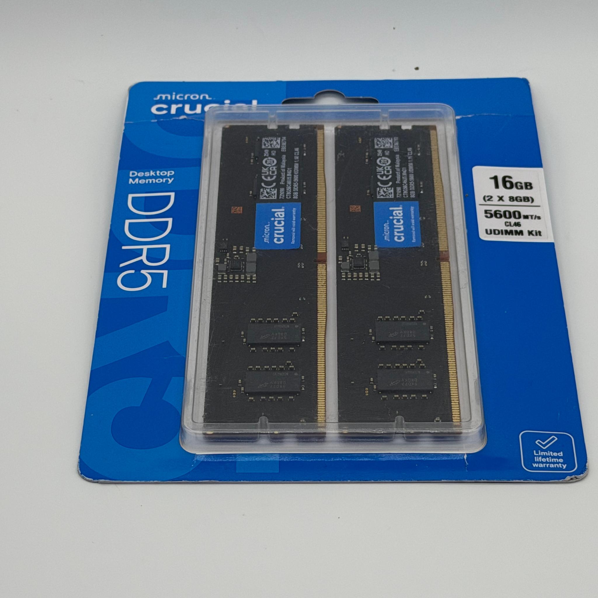 Crucial RAM 16GB Kit (2x8GB) DDR5 5600MHz UDIMM Desktop Memory CT2K8G56C46U5