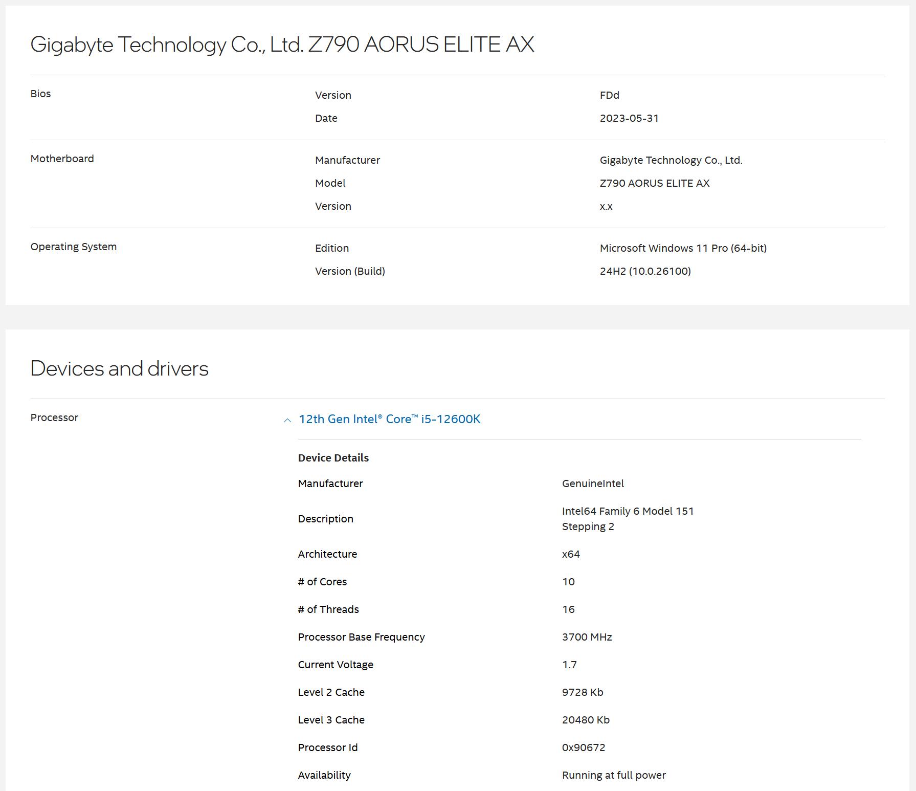 Intel Core i5-12600K CPU