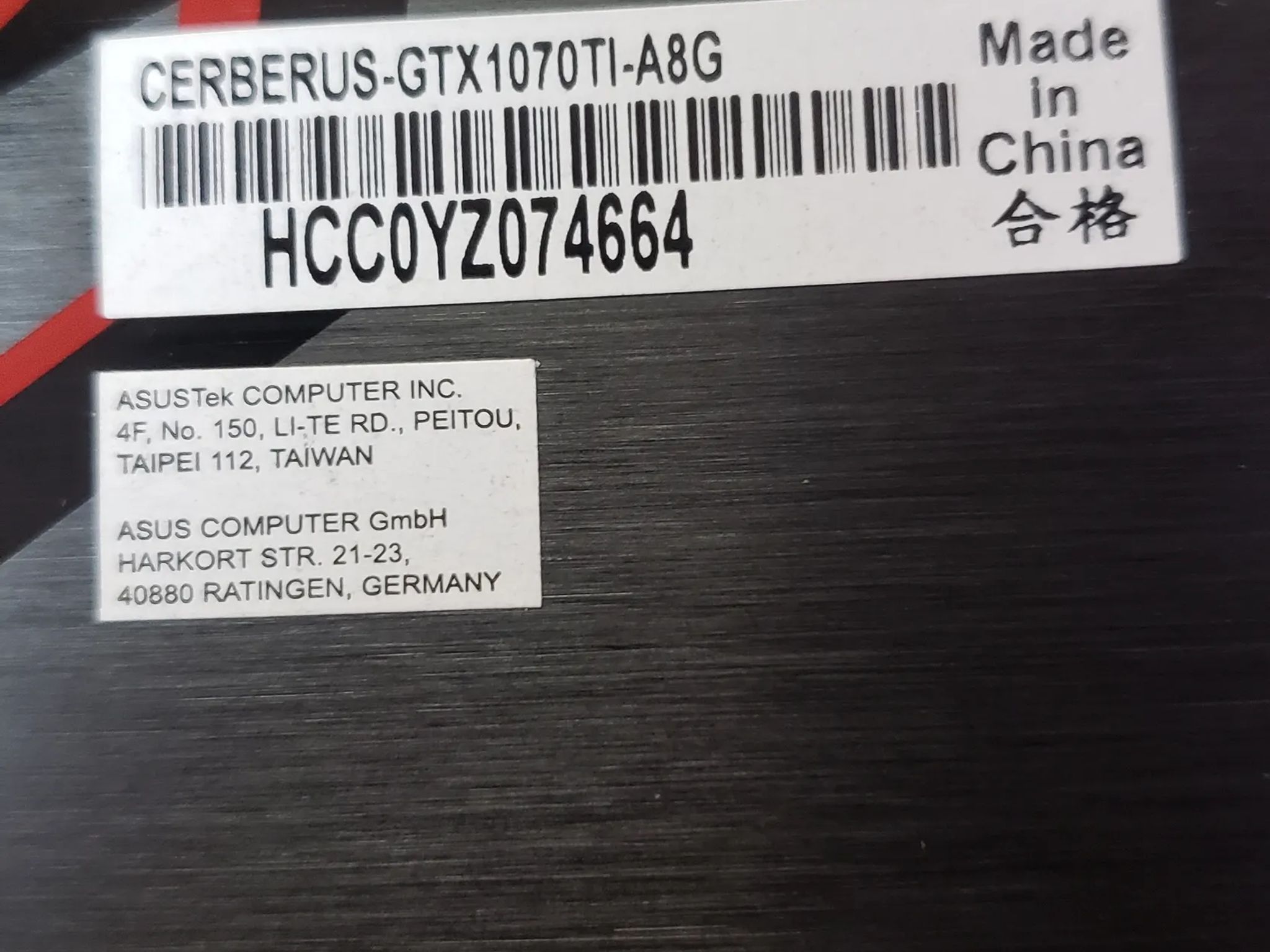 Asus Cerberus GTX 1070 Ti graphics card