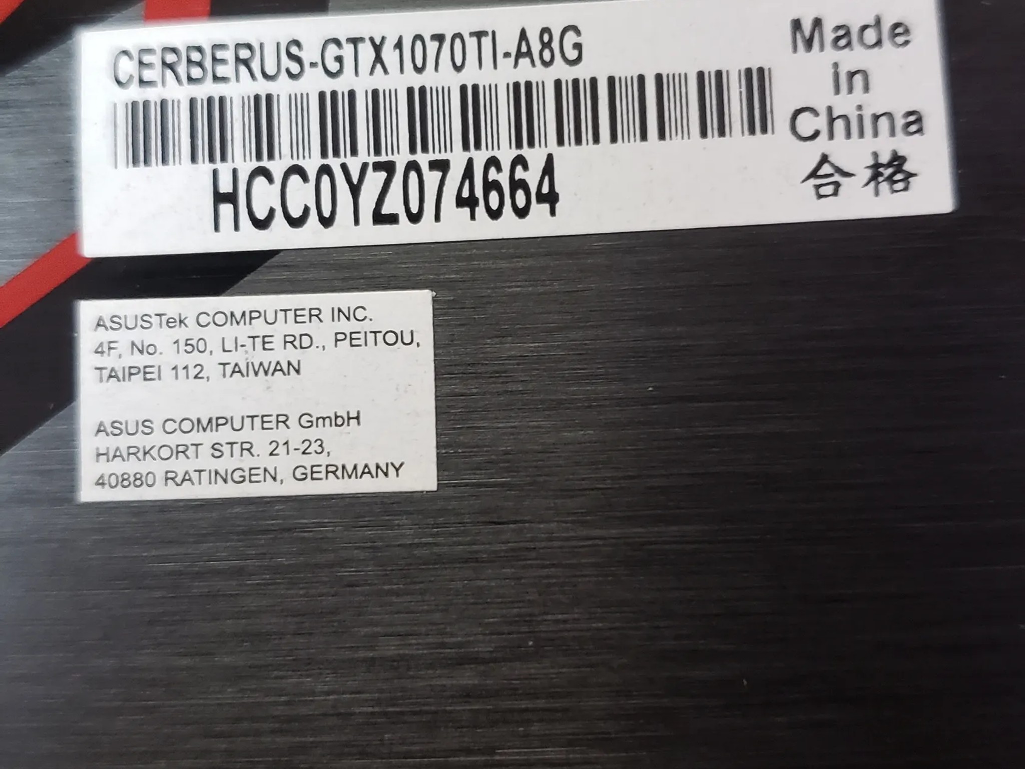 Asus Cerberus GTX 1070 Ti graphics card