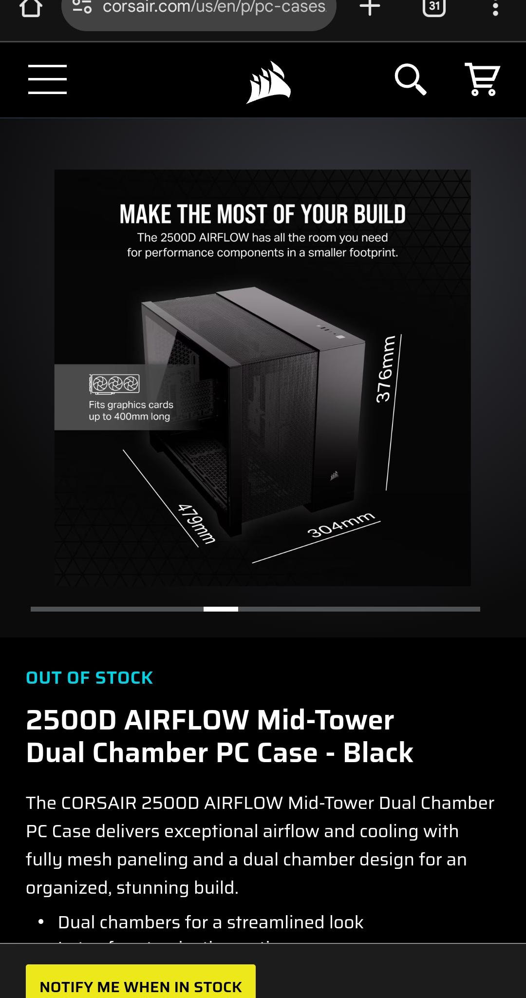 Corsair 2500d airflow