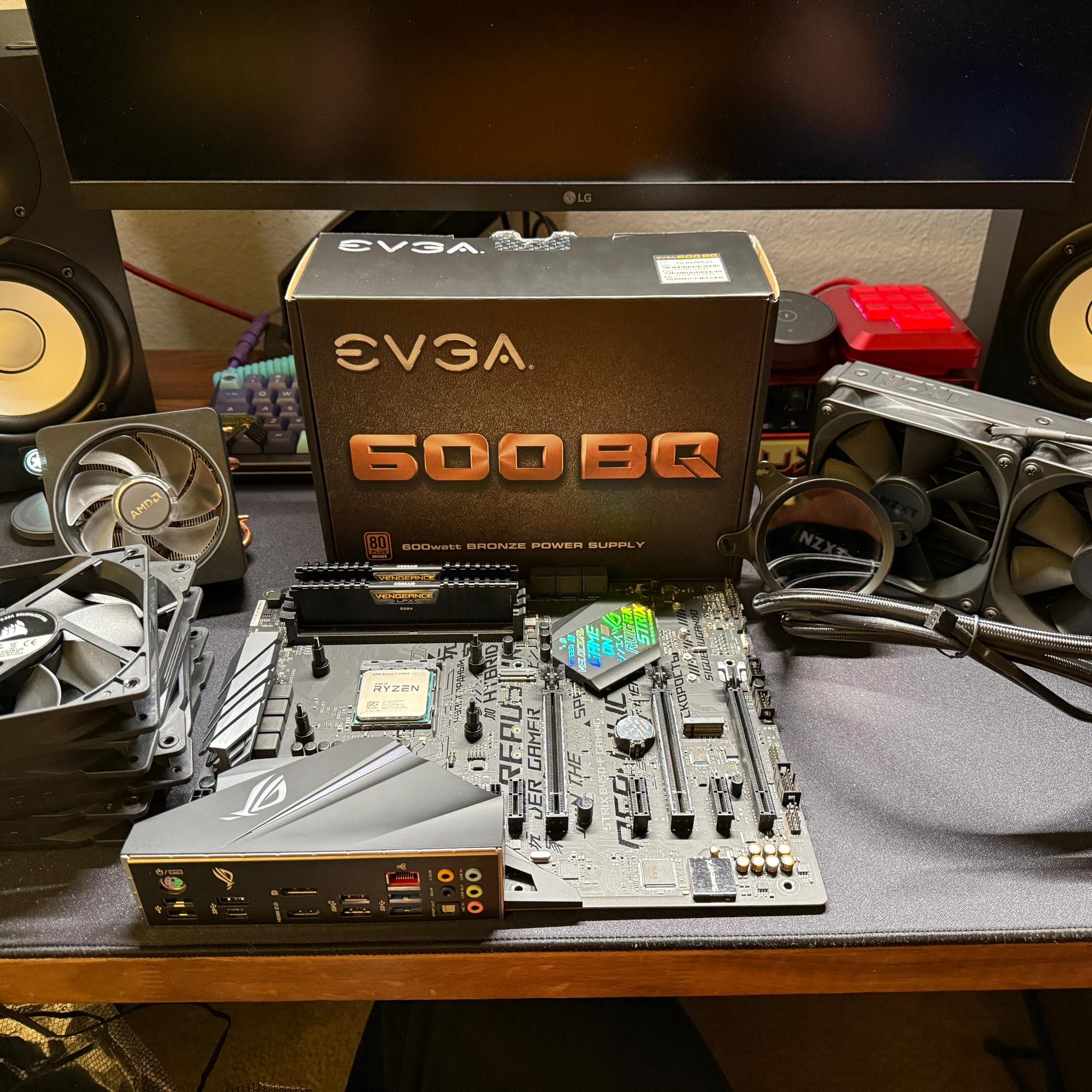 ROG STRIX B450-F Gaming w/ Ryzen 7 2700x, 16g Memory, Kraken x53 AIO, EVGA 600BQ & Extras Read Desc.