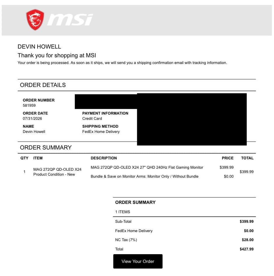 MSI MAG 272QP QD-OLED X24