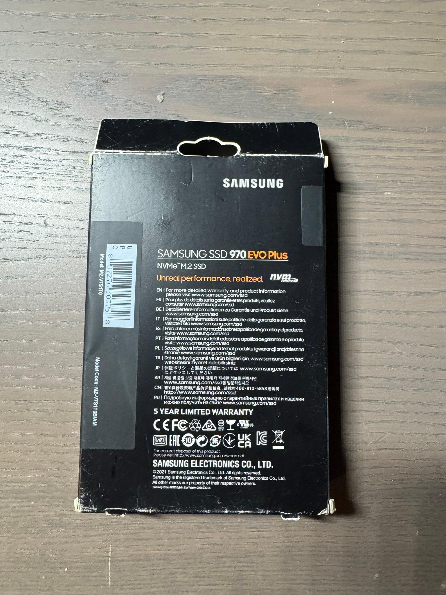 Samsung 970 EVO Plus 1TB M.2 PCIe NVMe Internal SSD MZ-V7S1T0B/AM New Sealed
