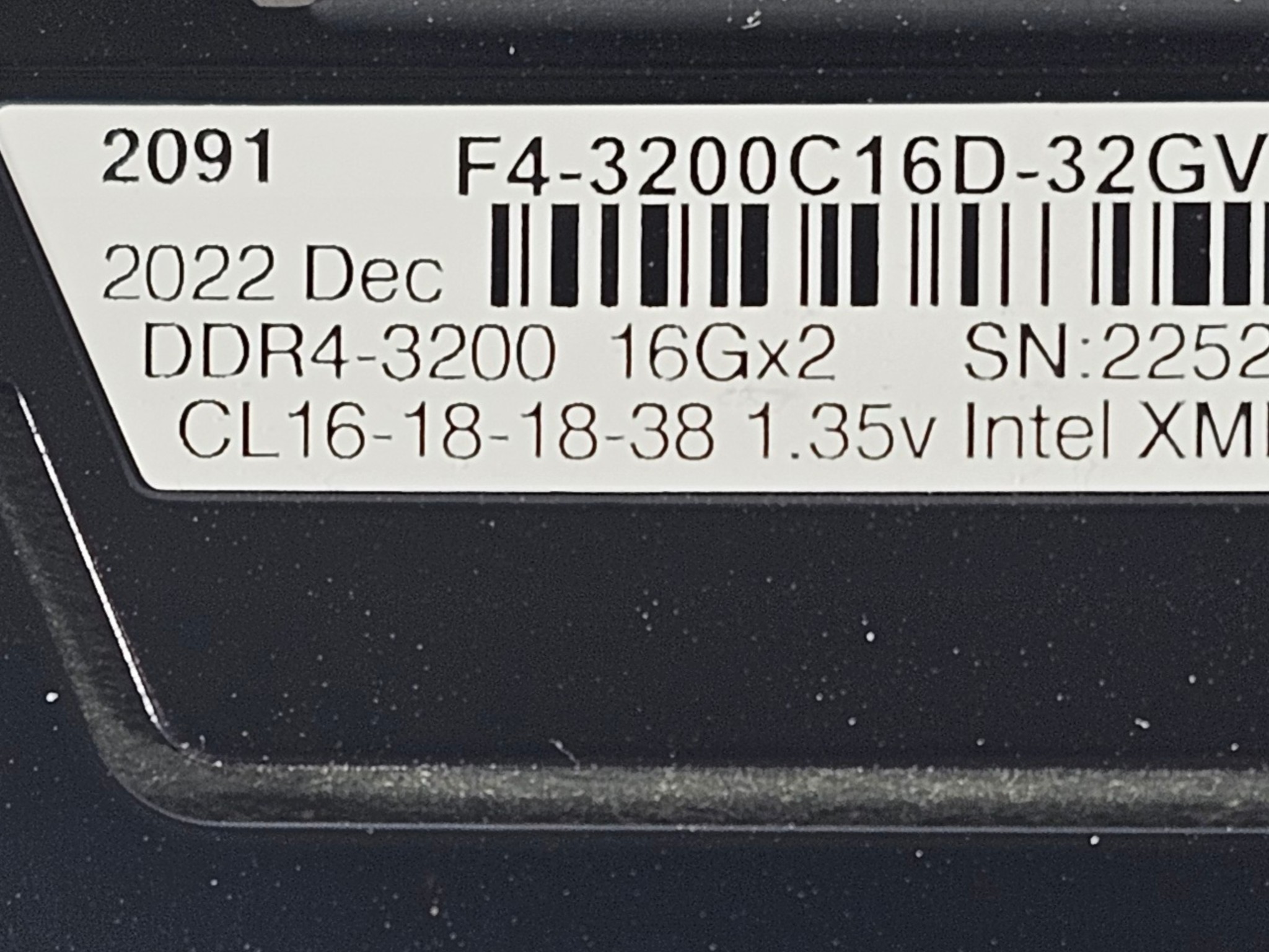 32GB DDR4 (2x16GB) CL16 3200MT/s G.Skill Ripjaws V