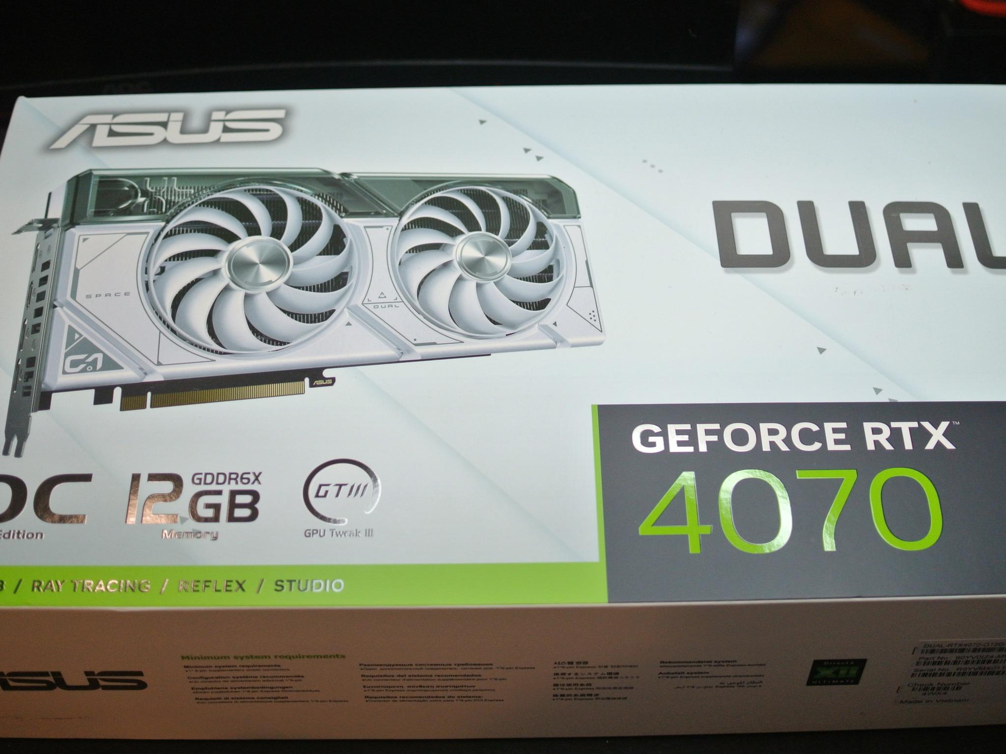 Asus DUAL OC GeForce RTX 4070 12GB GDDR6X Graphics Card White GPU