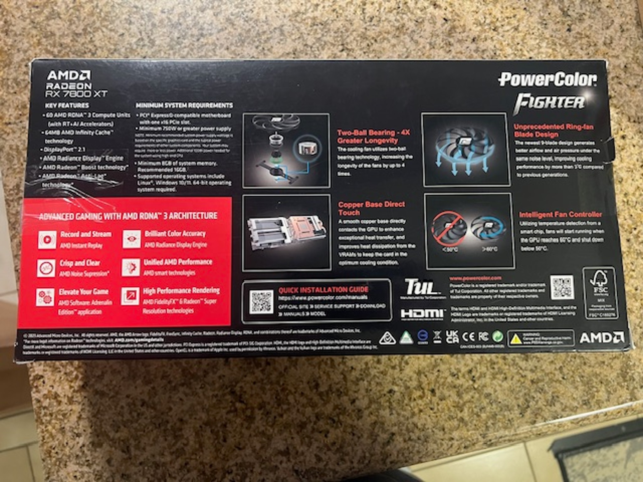 PowerColor AMD Radeon RX 7800 XT Fighter Overclocked Tripe Fan 16GB GDDR6 PCIe 4.0 Graphics Card