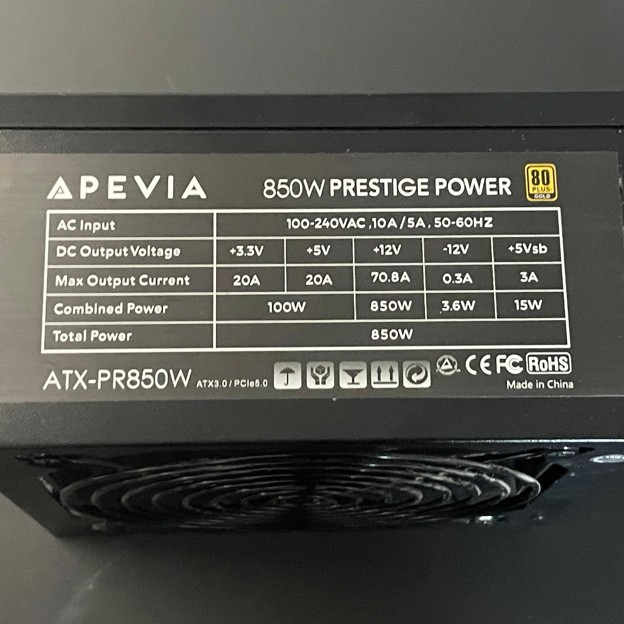 Apevia 850W Prestige Power 80 Plus Gold Rated Power Supply | *Read Description | Free Shipping
