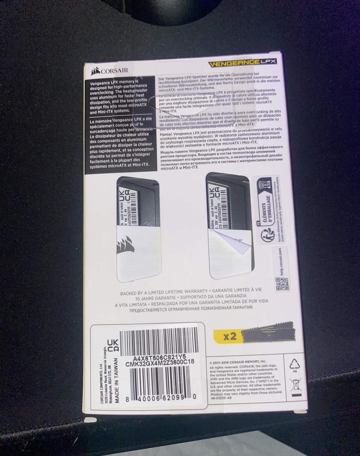 BRAND NEW UNOPENED 32GB CORSAIR DDR4 3600MHZ RAM