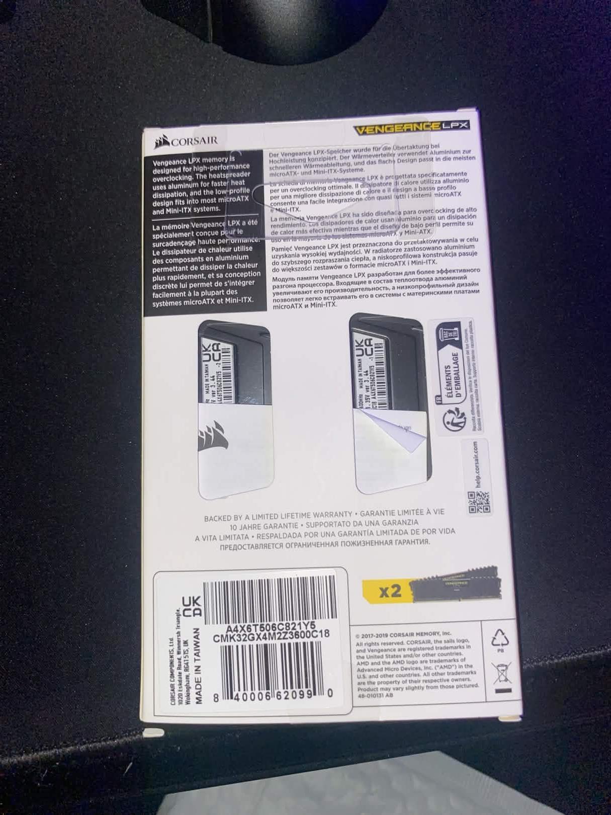 BRAND NEW UNOPENED 32GB CORSAIR DDR4 3600MHZ RAM