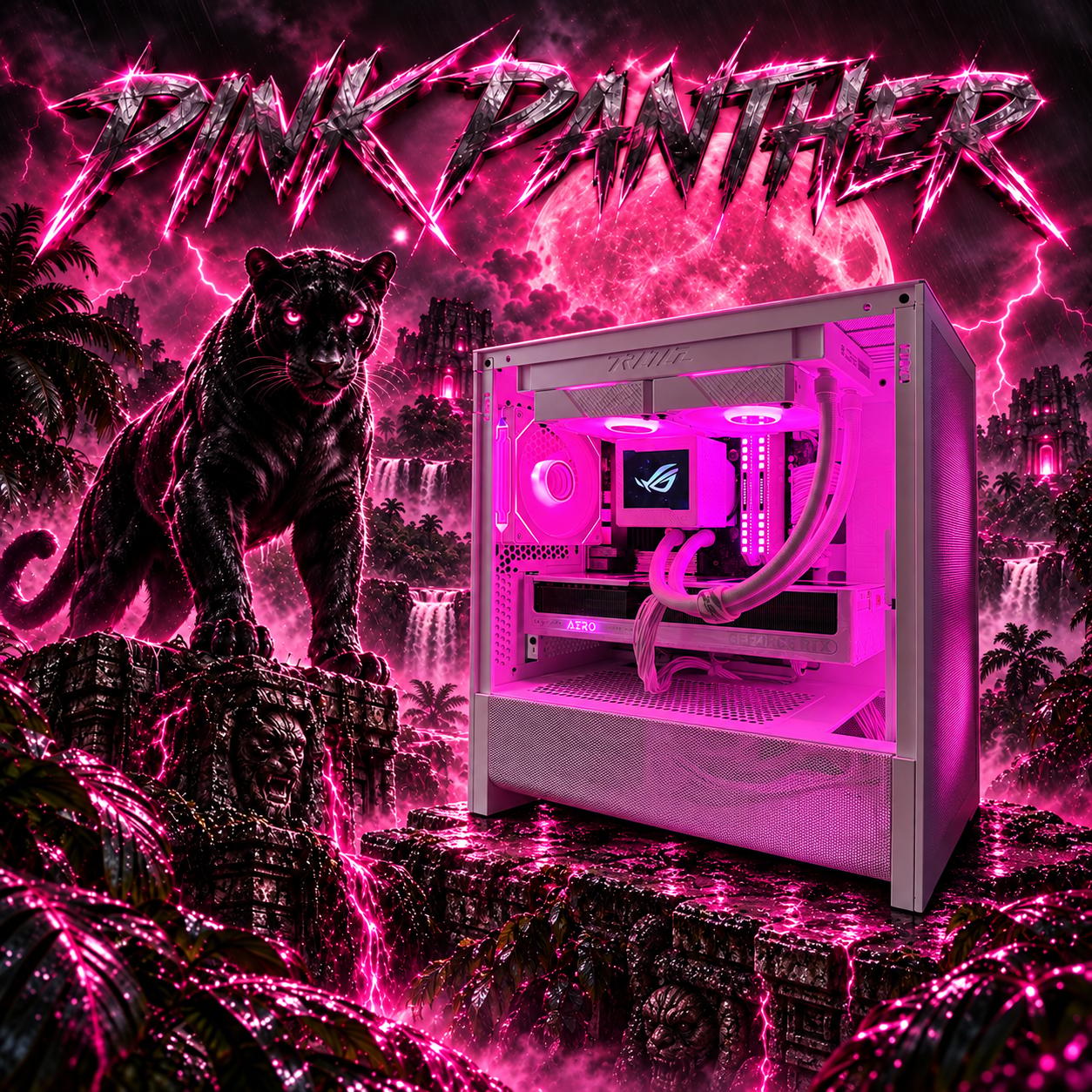 “Pink Panther” Gaming PC Customizable RGB Ryzen 7 8700G, RTX 5070 12GB, 32GB DDR5, 1TB Gen4 NVMe