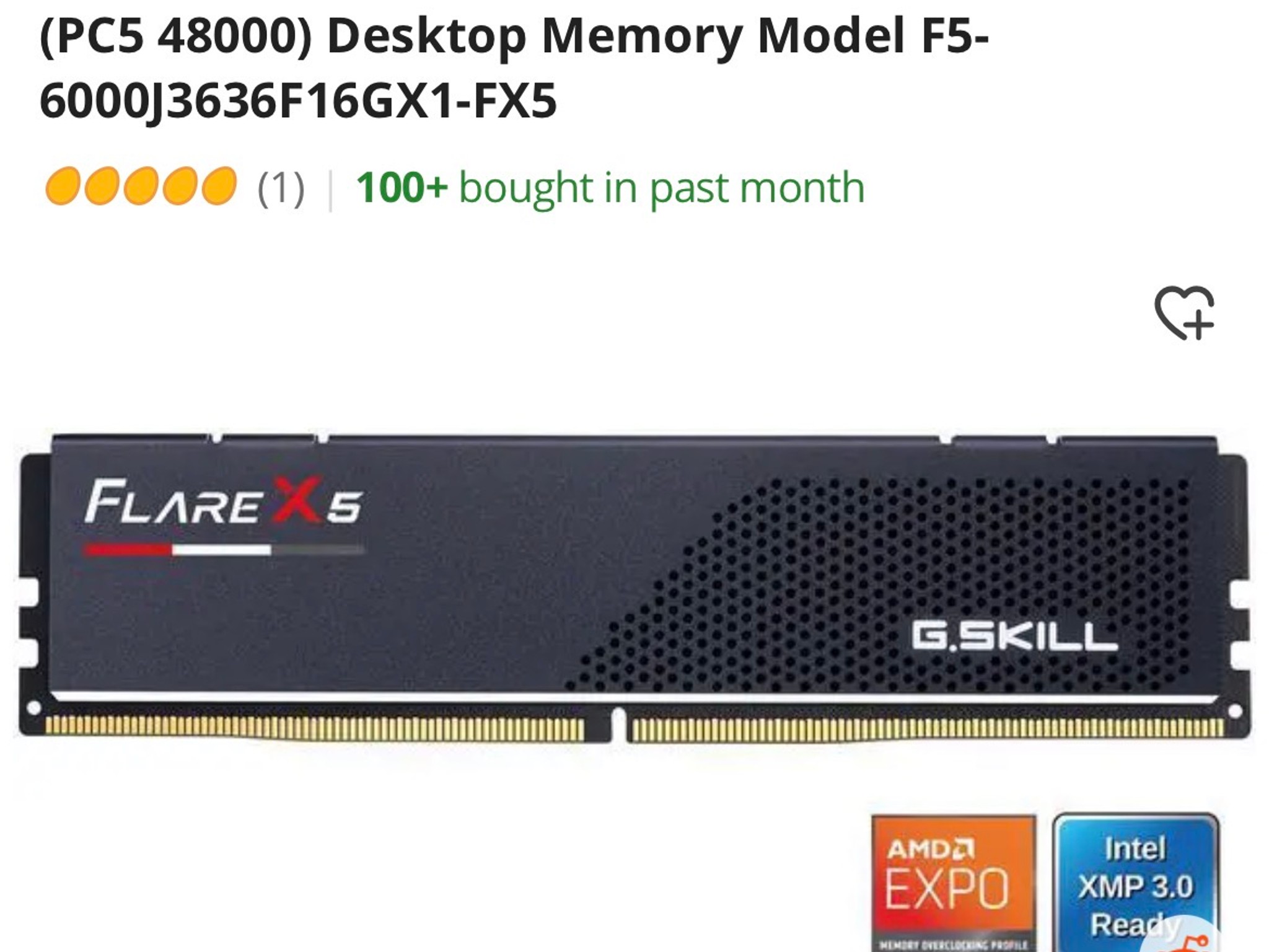 G.Skill Flare X5 16GB (1 x 16GB) 6000MT/s CL36 DDR5