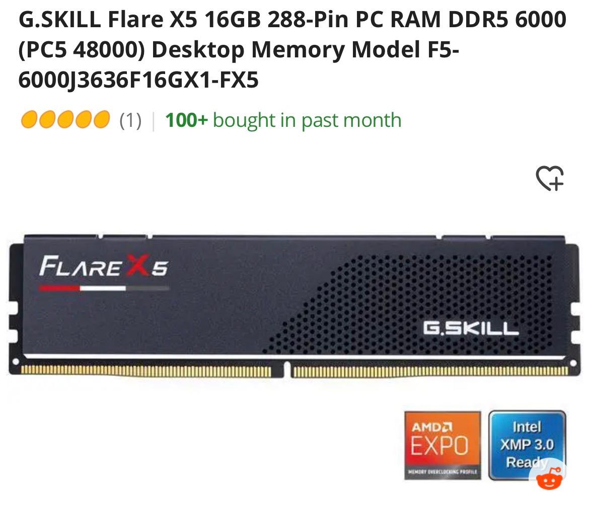 G.Skill Flare X5 16GB (1 x 16GB) 6000MT/s CL36 DDR5