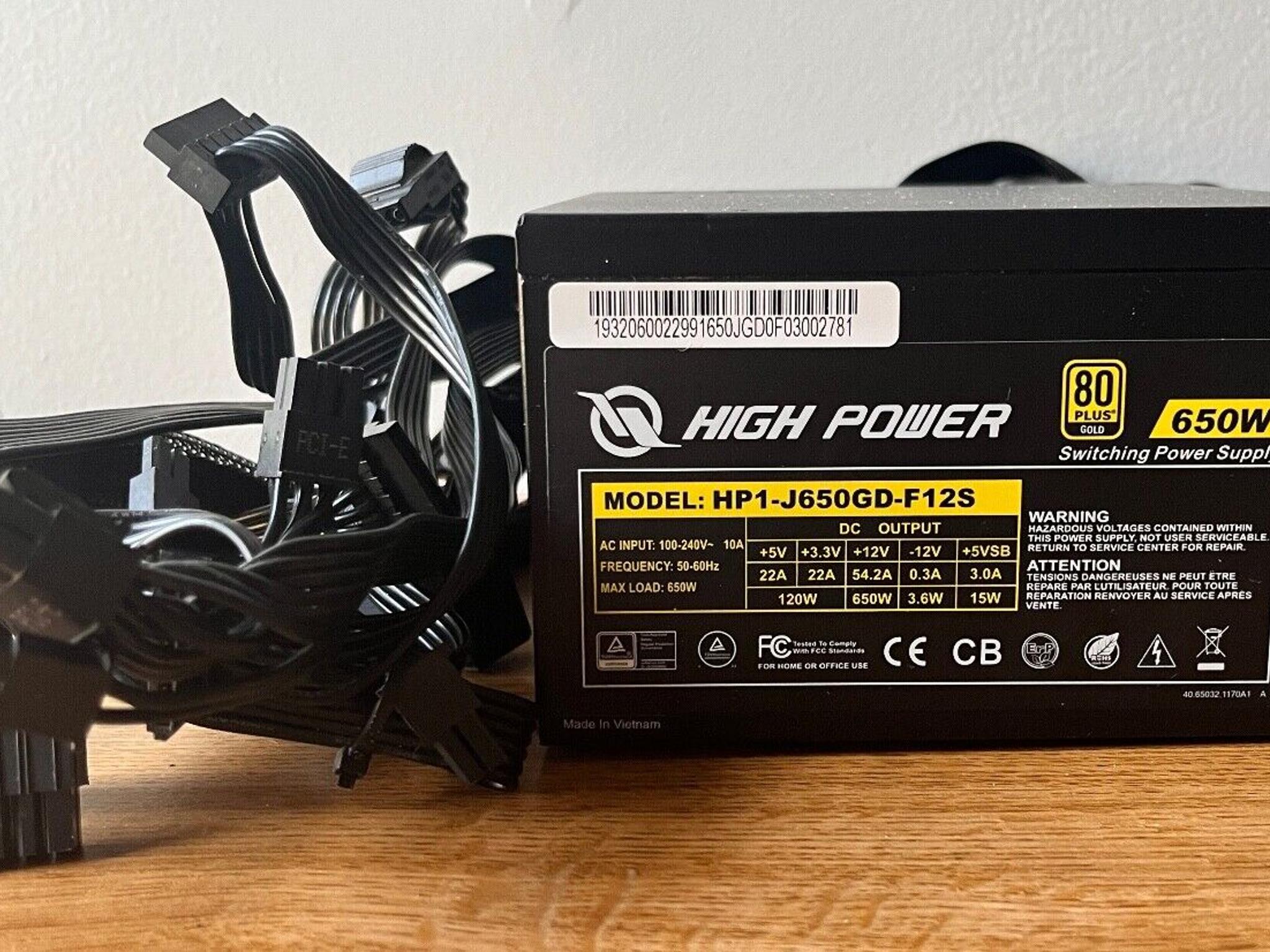 HIGH POWER HP1-J650GD-F12S 650W ATX PSU Power Supply, 80+ Gold