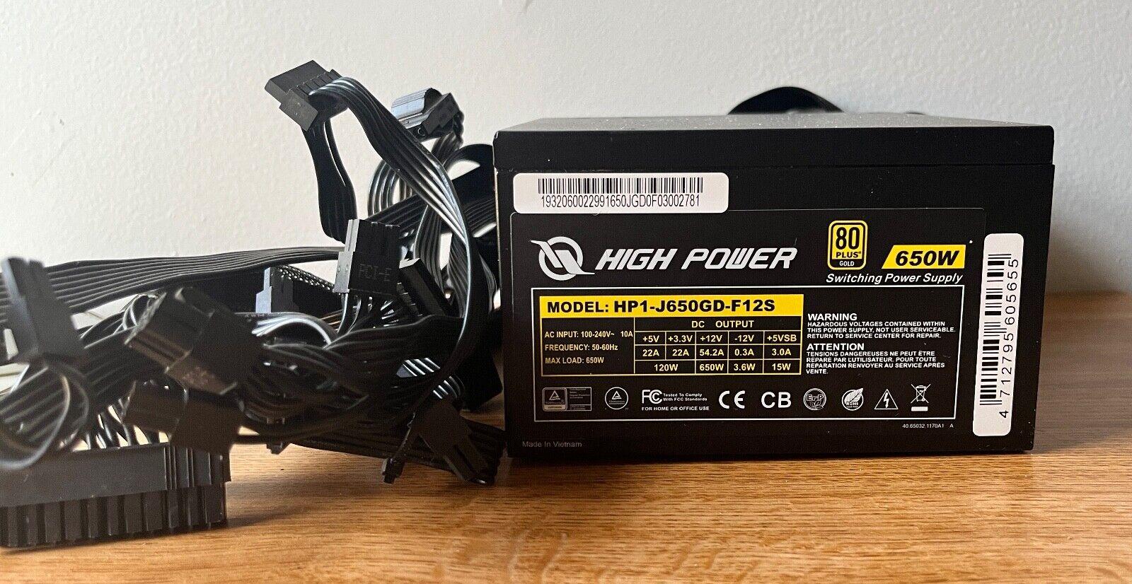 HIGH POWER HP1-J650GD-F12S 650W ATX PSU Power Supply, 80+ Gold