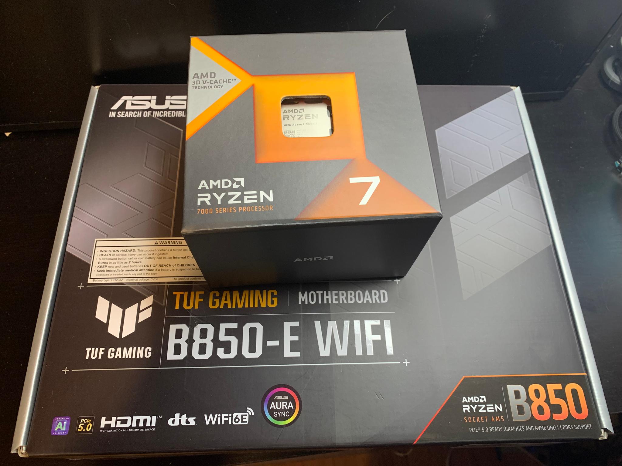 AMD Ryzen 7 7800X3D 8-Core CPU + ASUS TUF Gaming B850-E WIFI Motherboard New!