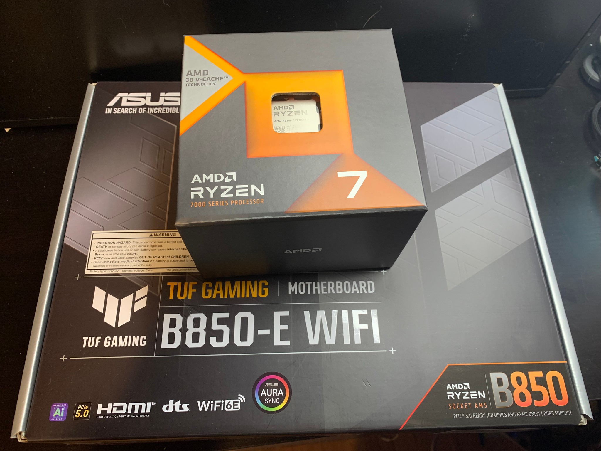 AMD Ryzen 7 7800X3D 8-Core CPU + ASUS TUF Gaming B850-E WIFI Motherboard New!