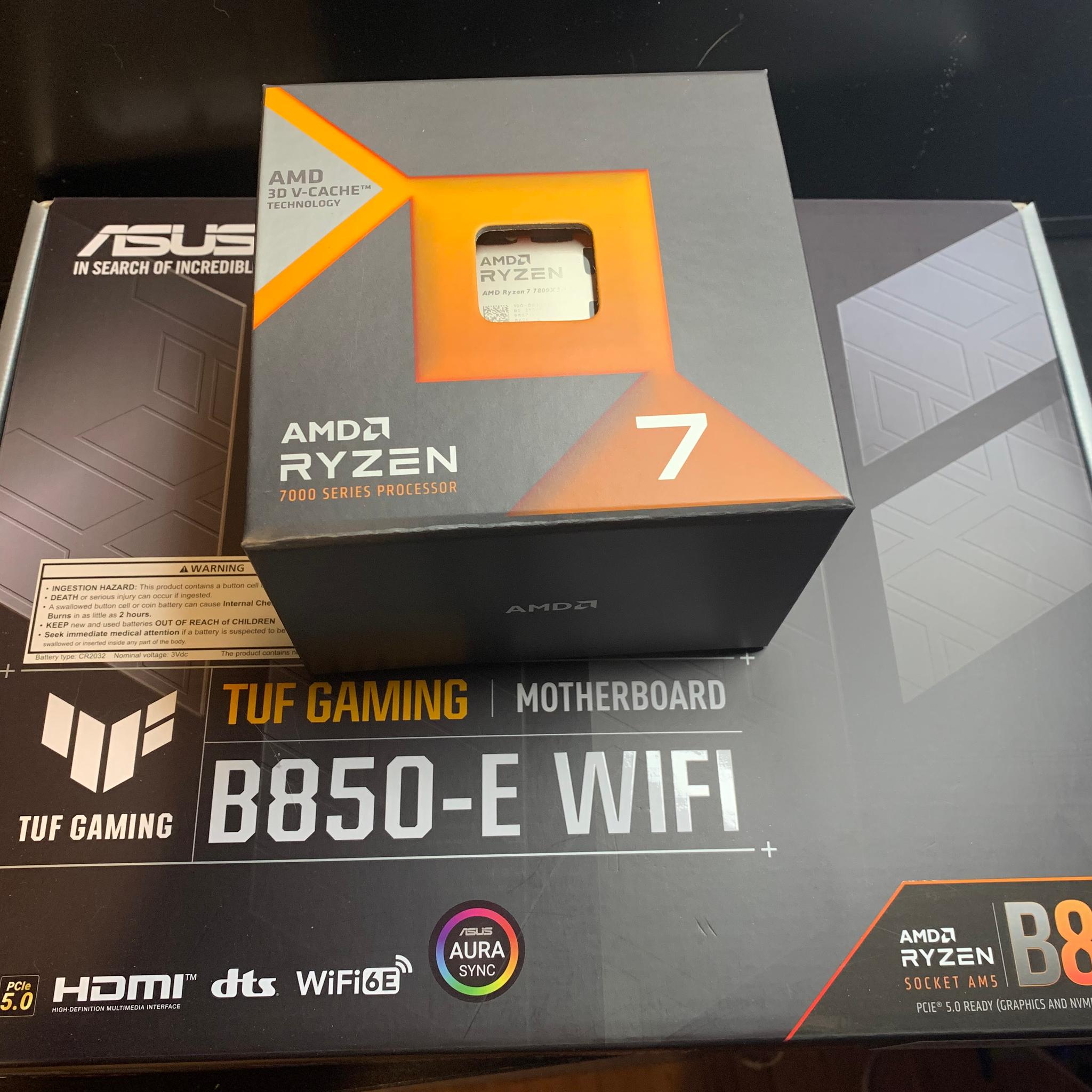 AMD Ryzen 7 7800X3D 8-Core CPU + ASUS TUF Gaming B850-E WIFI Motherboard New!