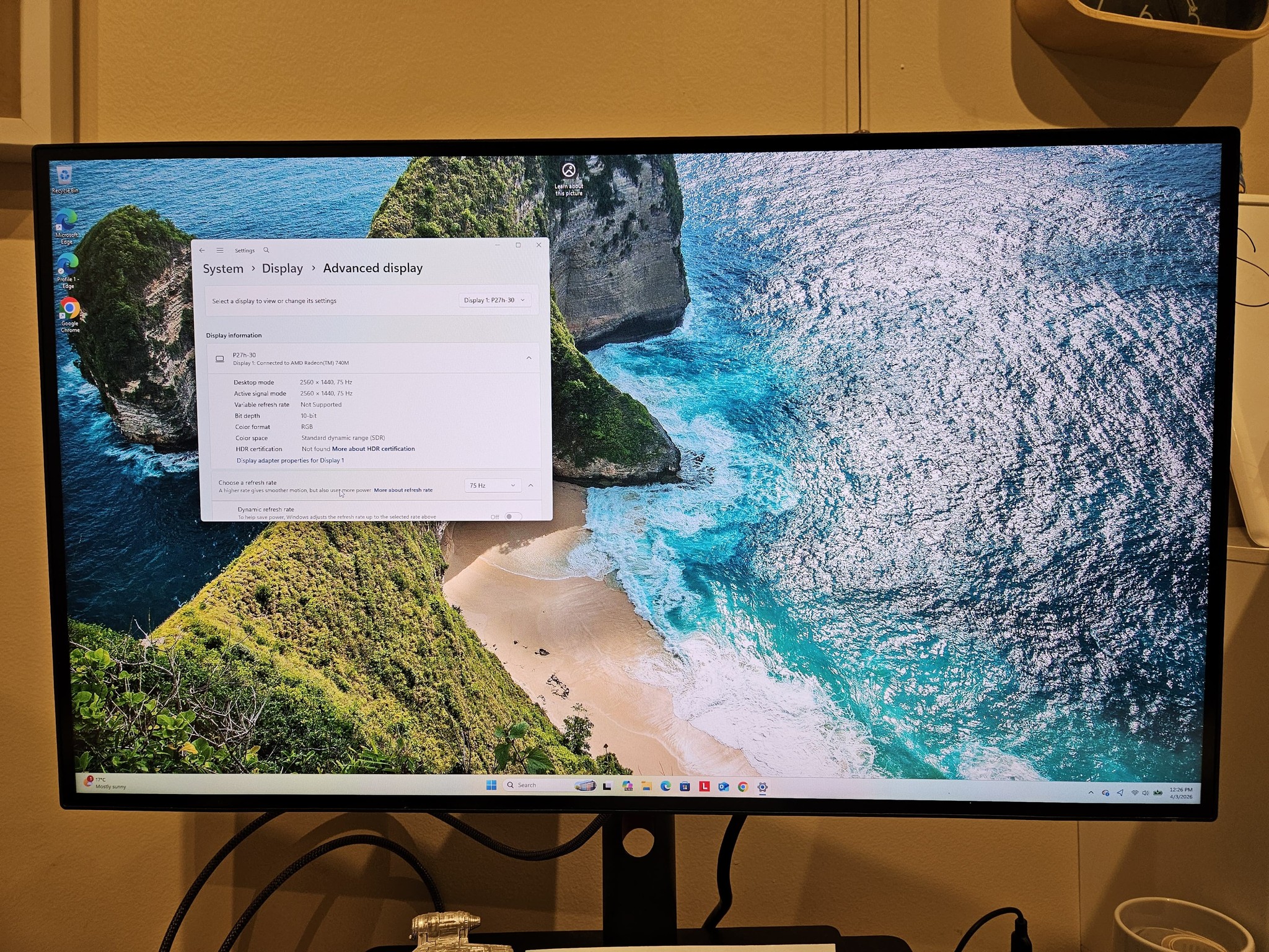 Lenovo ThinkVision P27h-30 27" Class WQHD LCD Monitor - 16:9