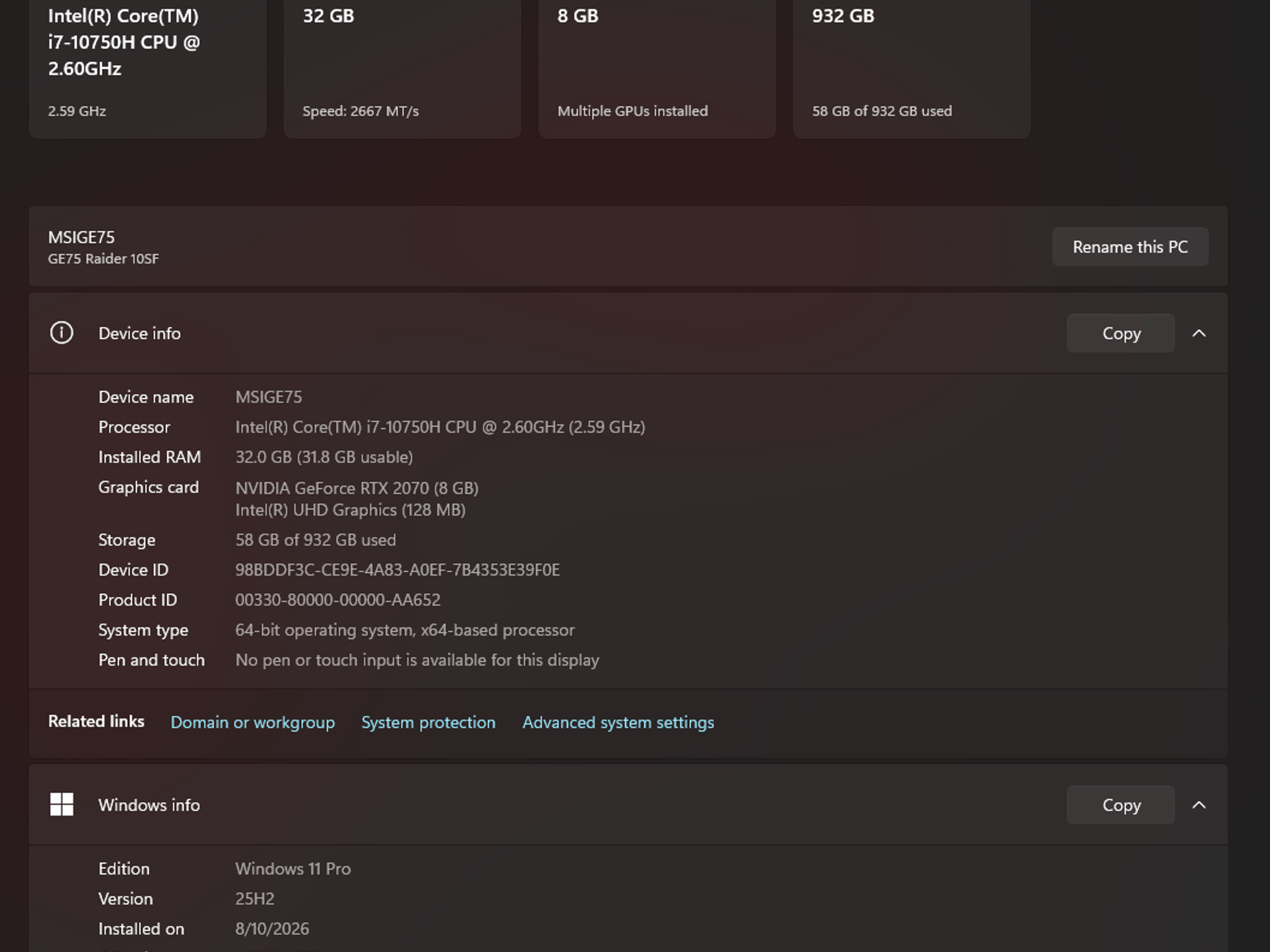 MSI GE75 Raider 10SF 17" Gaming Laptop