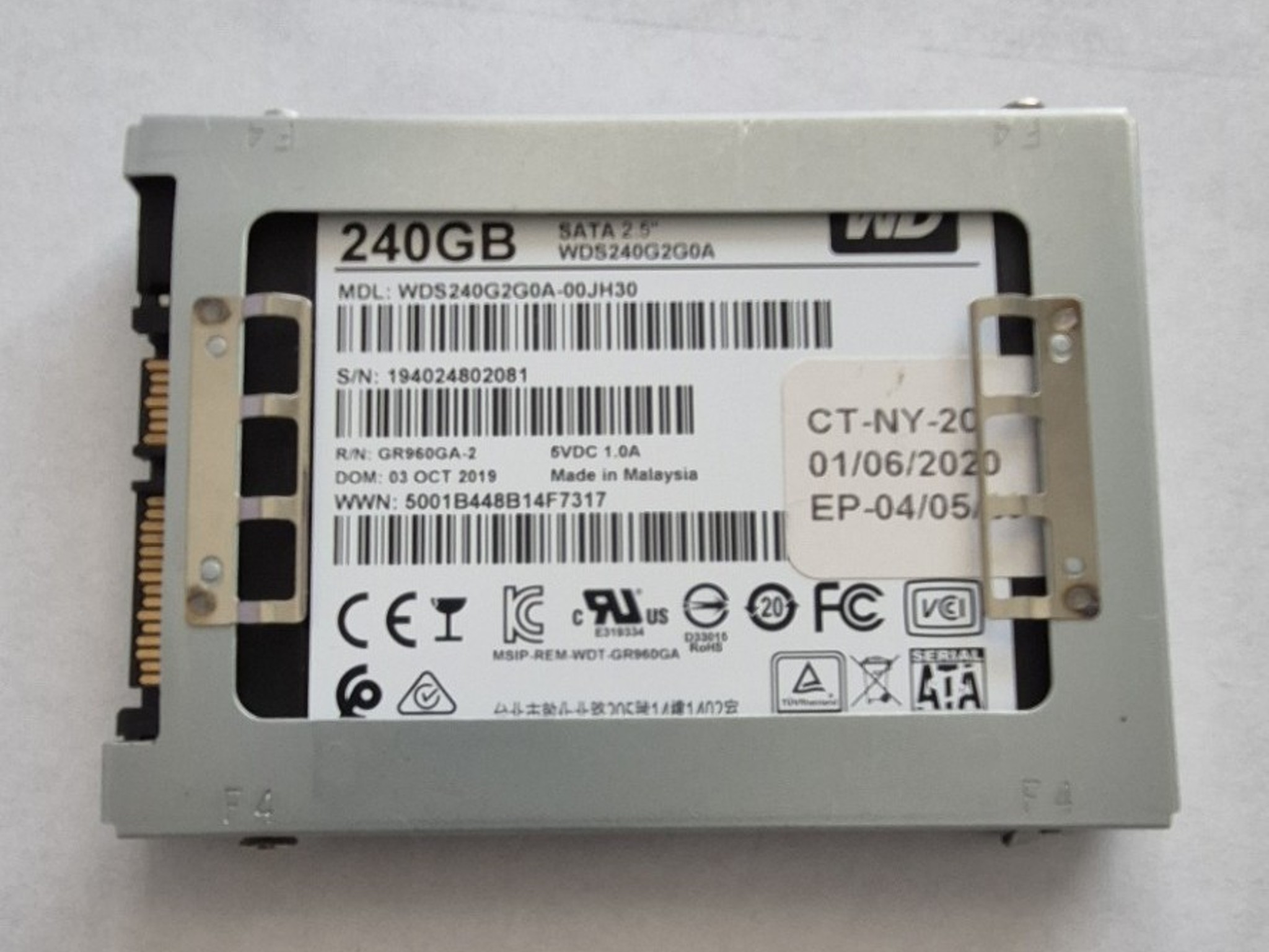 Pre-owned WD Green Western Digital 240GB SATA PC SSD Solid State Drive WDS240G1G0A-100 Life