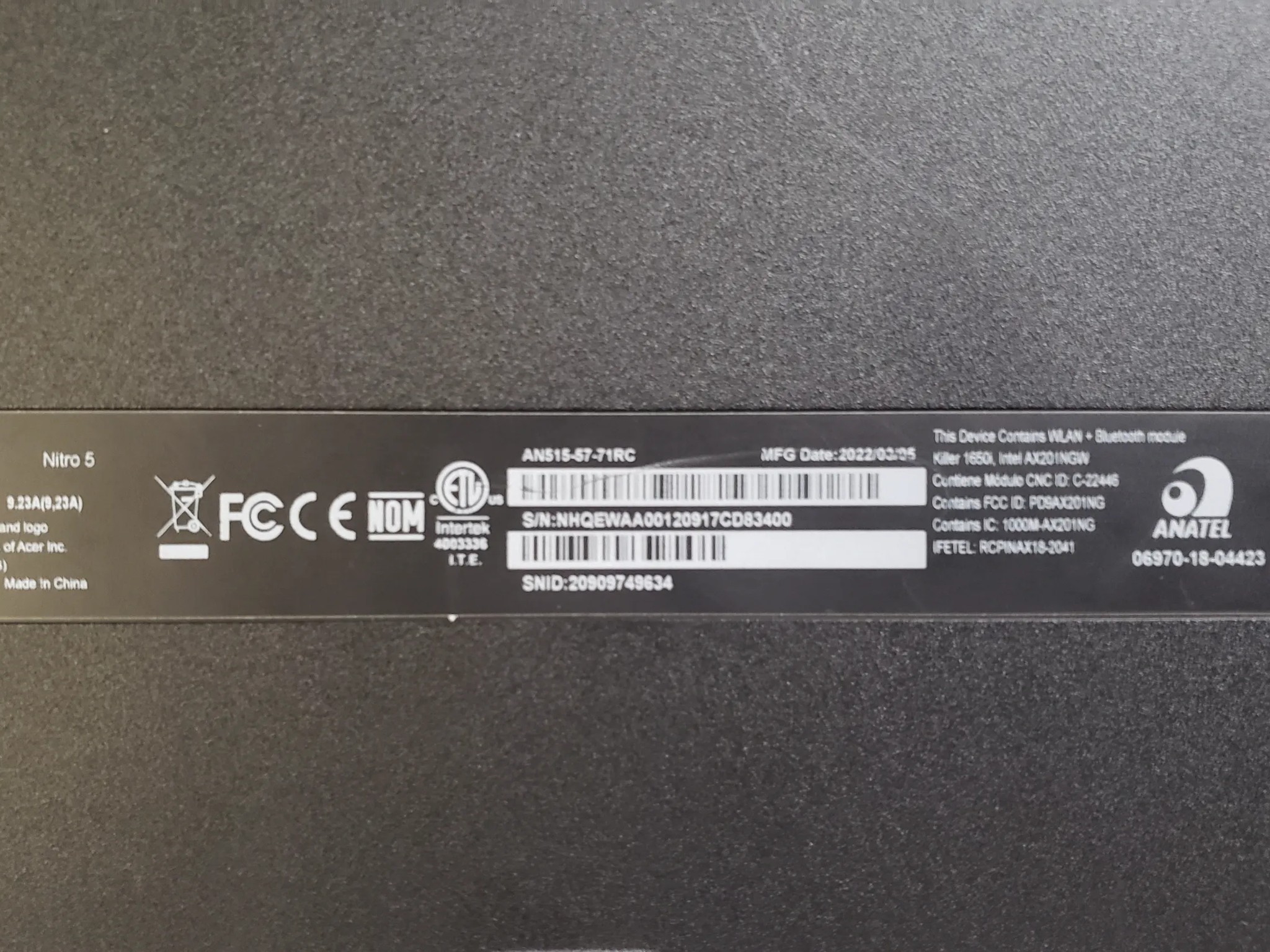 Acer Nitro 5 Gaming Laptop i7-11800H, RTX 3060, 16GB RAM, 500GB NVMe | AN515-57