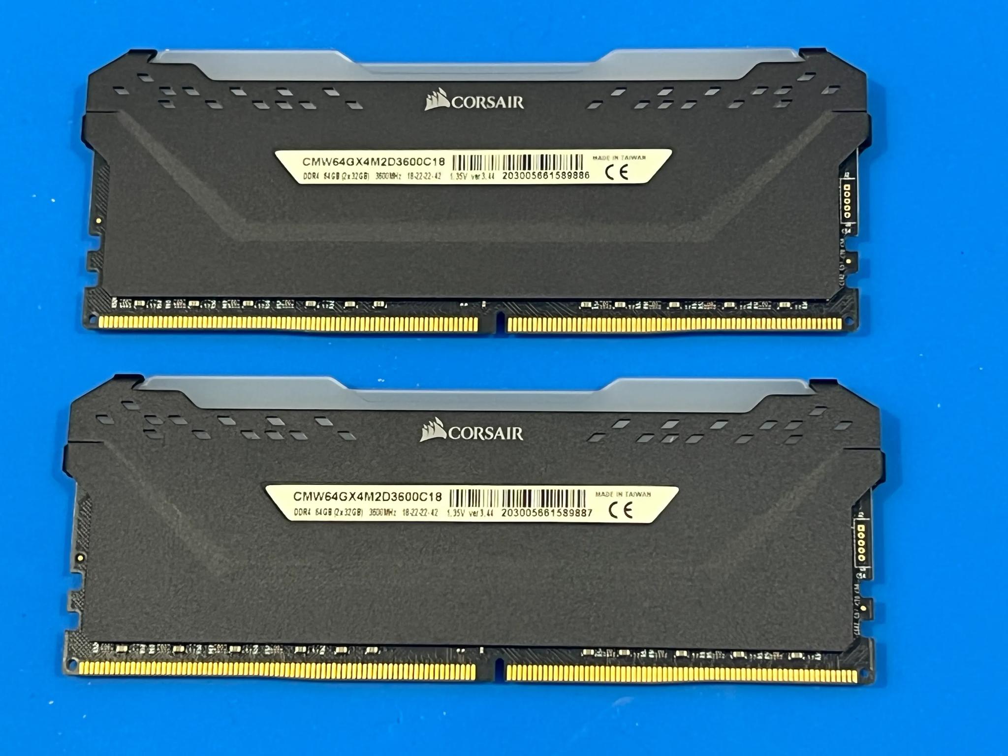 CORSAIR VENGEANCE® RGB PRO 64GB (2 x 32GB) DDR4 DRAM 3600MHz C18 Memory Kit — Black