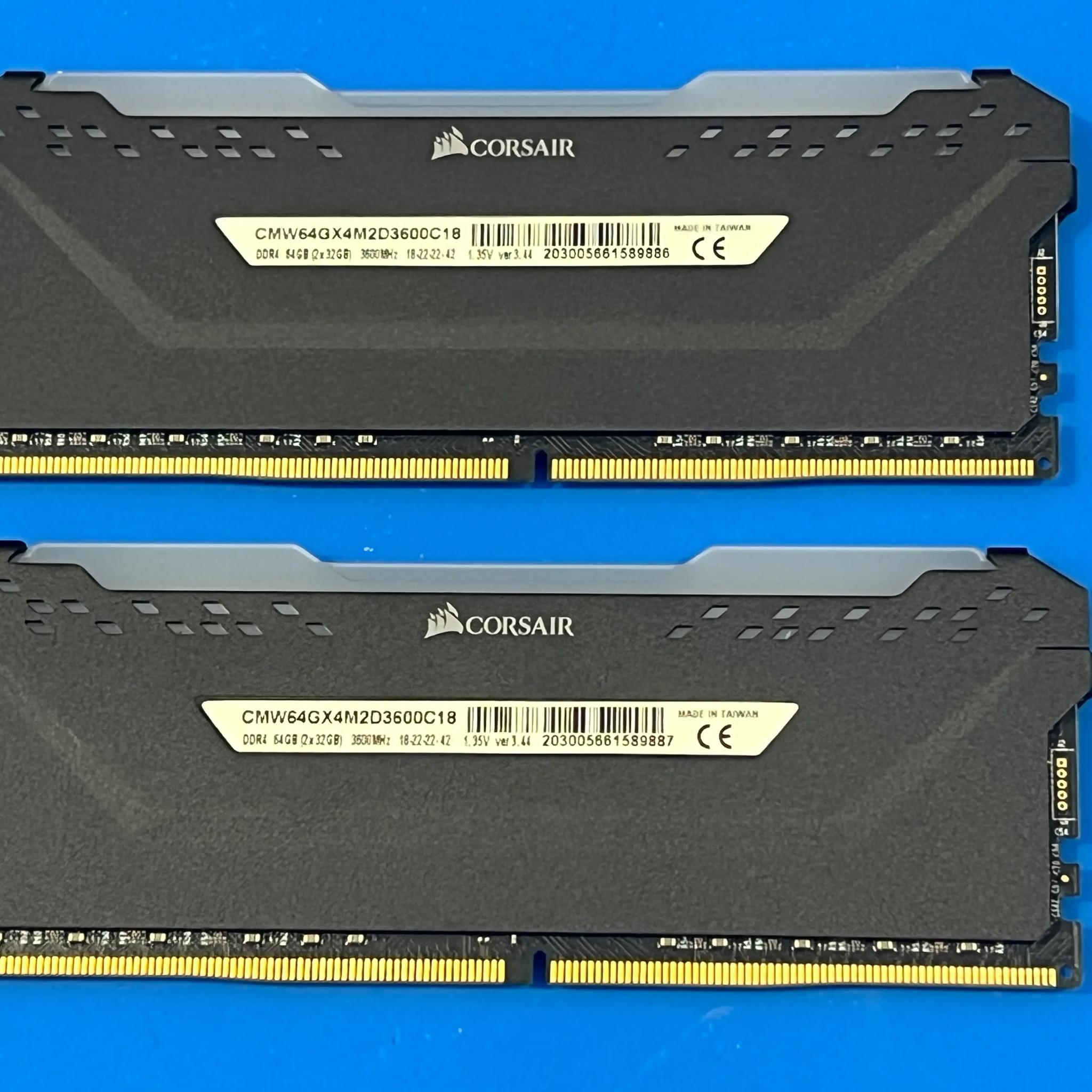 CORSAIR VENGEANCE® RGB PRO 64GB (2 x 32GB) DDR4 DRAM 3600MHz C18 Memory Kit — Black