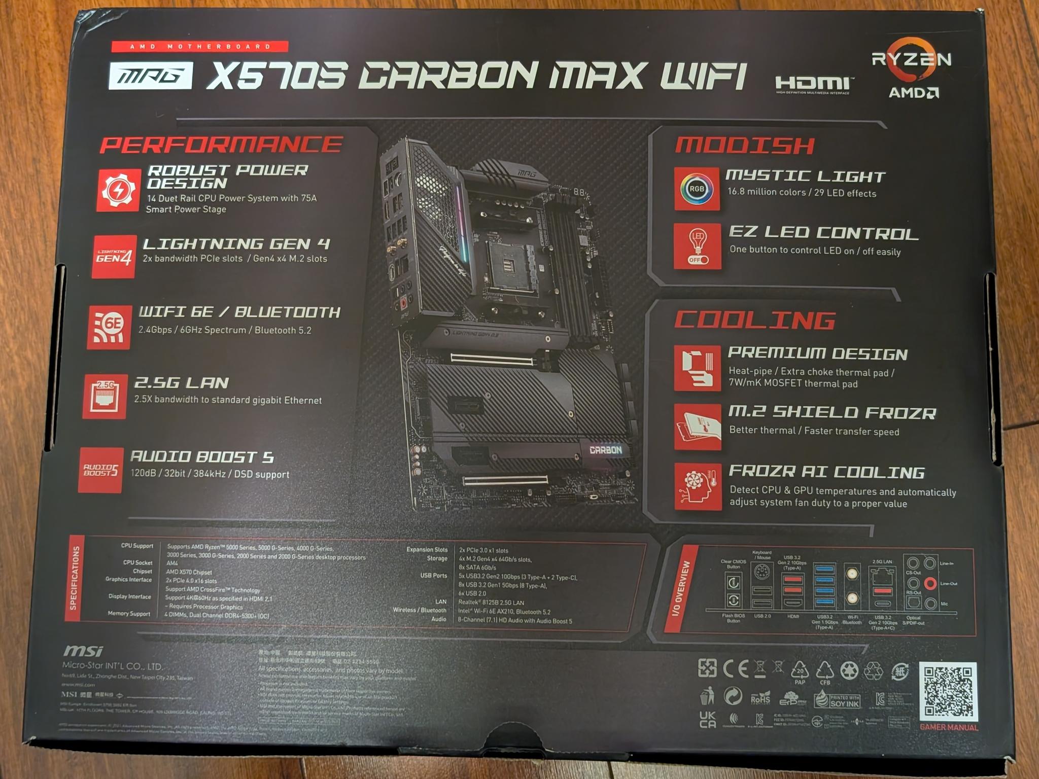 MSI MPG X570S Carbon Max WiFi Motherboard (Socket AM4)