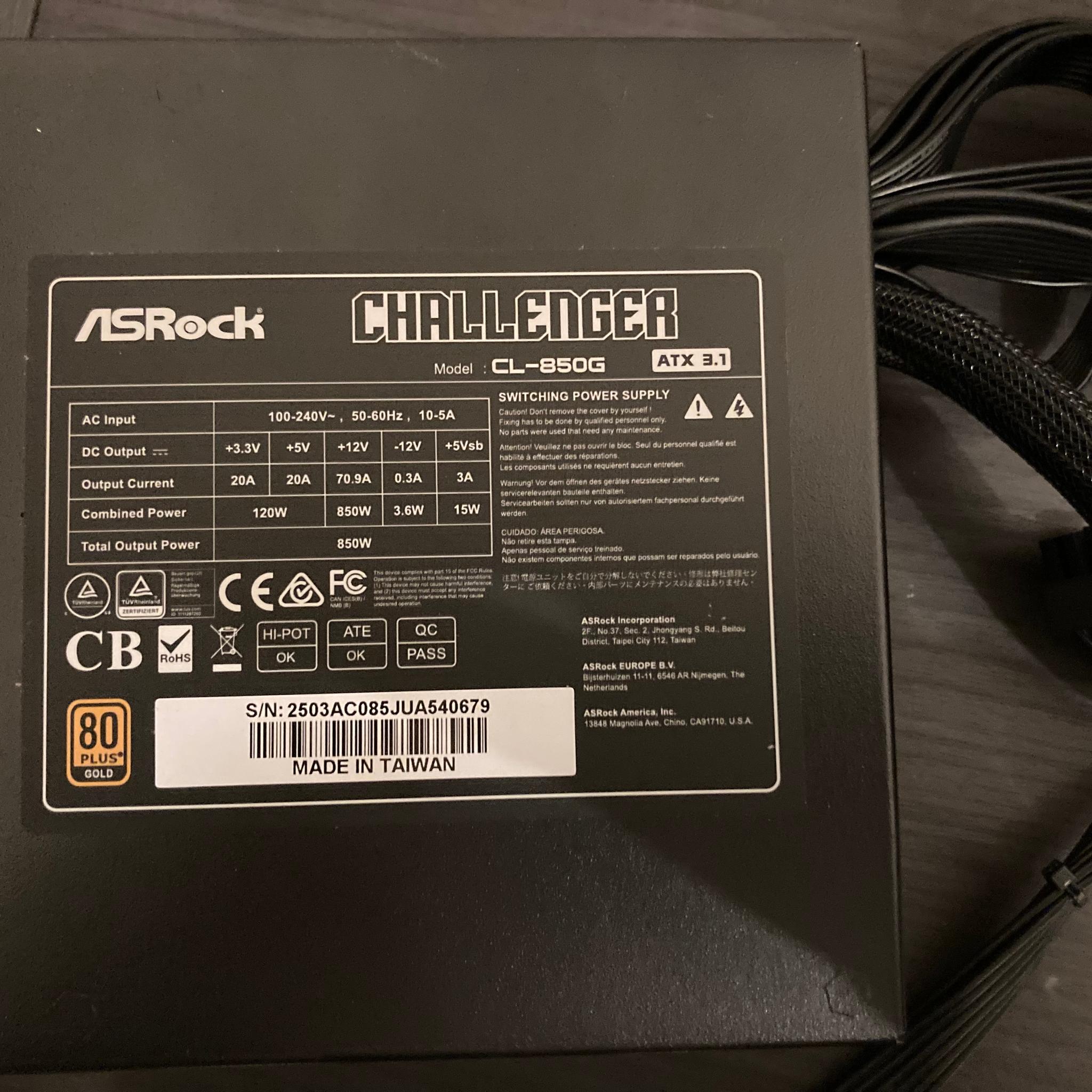 ASRock Challenger CL-850G 80+ Gold Power Supply