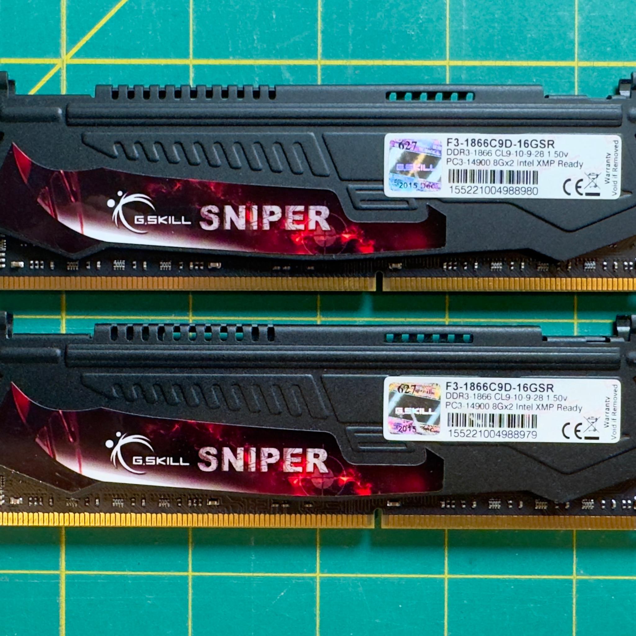 G.Skill Sniper X 16GB (2x8GB) DDR3 1866Mhz CL9 RAM Black