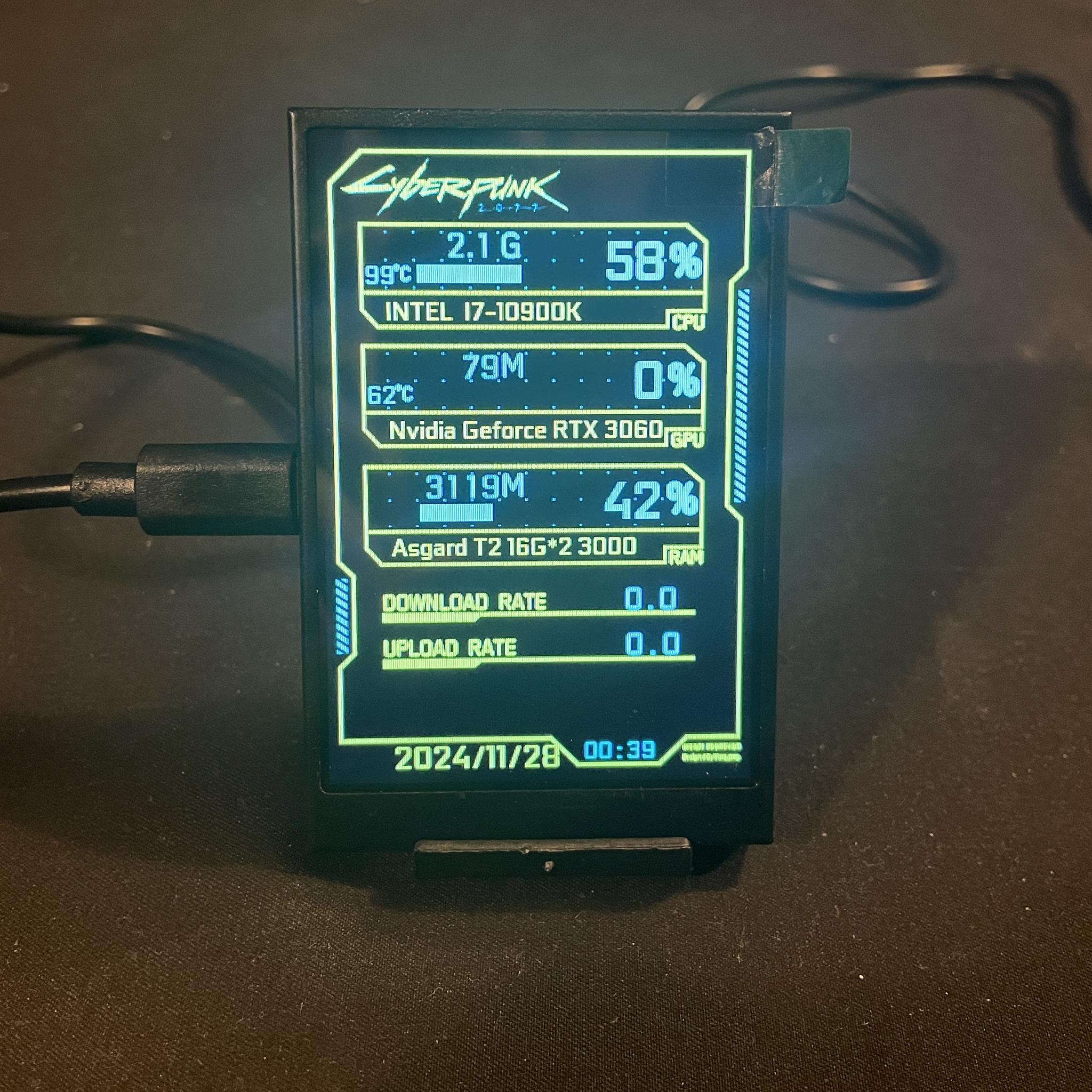 Gaming Desktop PC Stats Screen