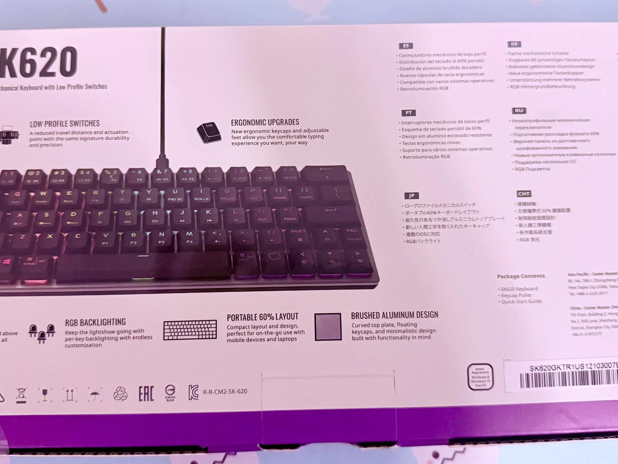 Cooler Master SK620 Wired Mechanical Low Profile Gaming Keyboard Space Gray (Red Switch)