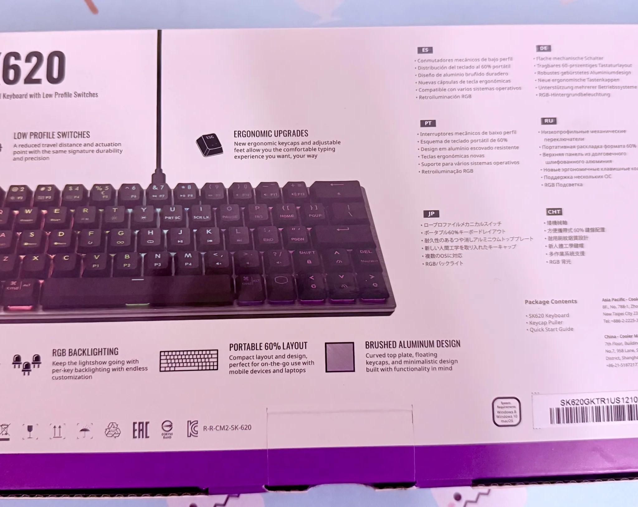 Cooler Master SK620 Wired Mechanical Low Profile Gaming Keyboard Space Gray (Red Switch)