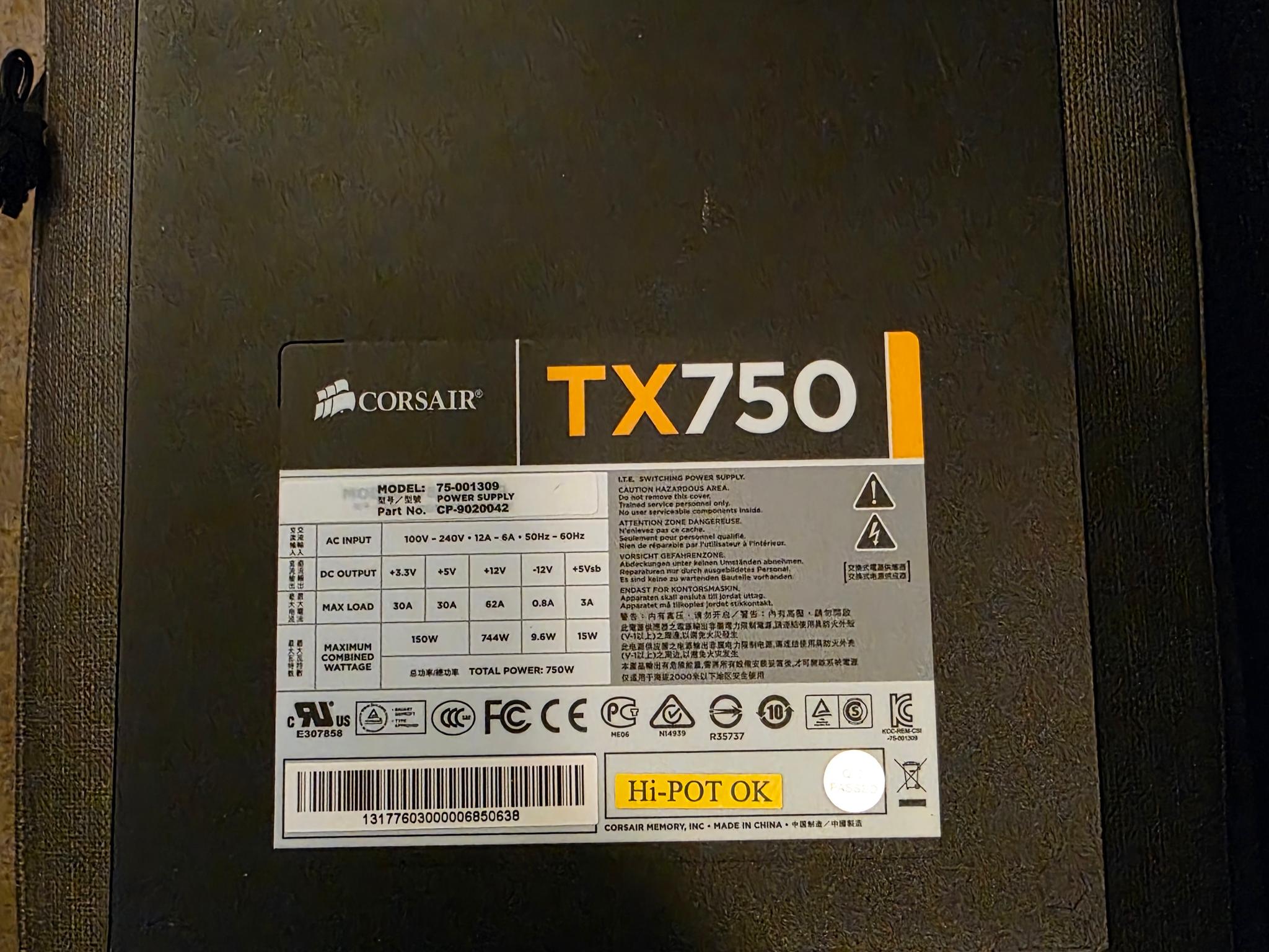 CORSAIR TX 750 WATT PSU