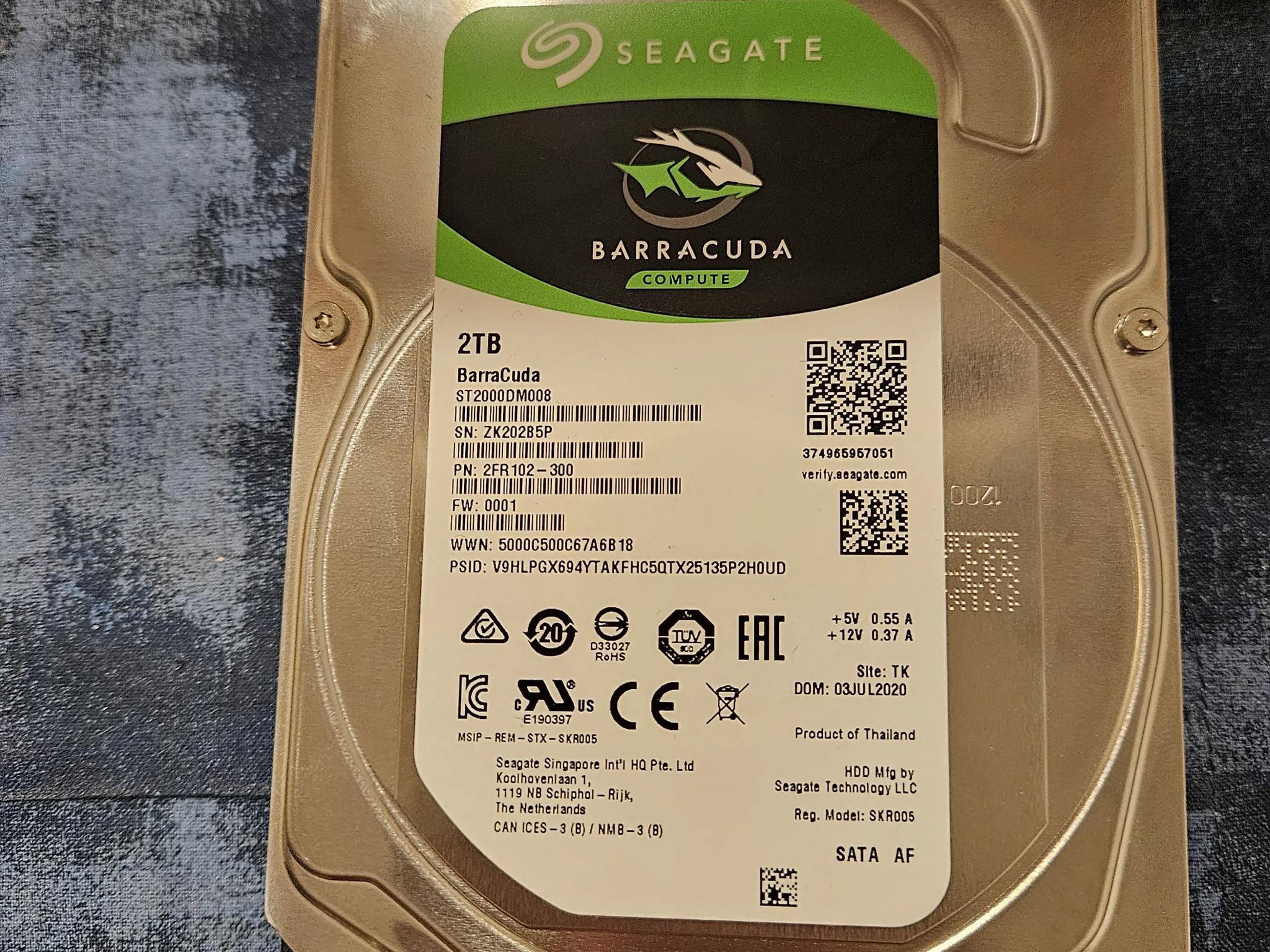 Seagate Barracude 2TB Sata HHD